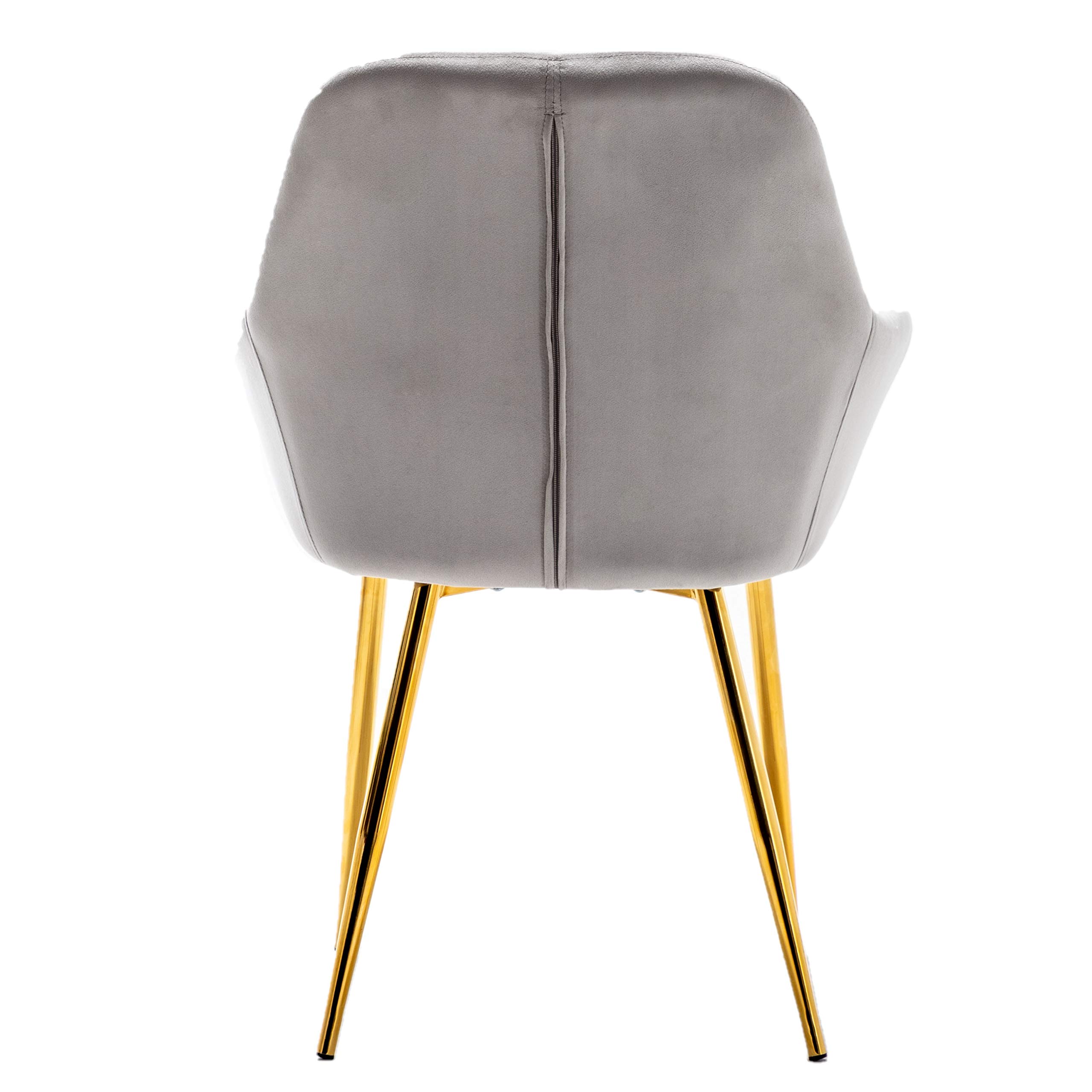 BTEXPERT Modern Golden Leg Dark Mid-Back Accent Chairs - Set of 2 Gray Velvet Upholstered Armchairs with Gold Plated Legs for Living Room, Dining Room & Lounge Areas - Perfect for Home Decor, Relaxation and Entertaining Guests