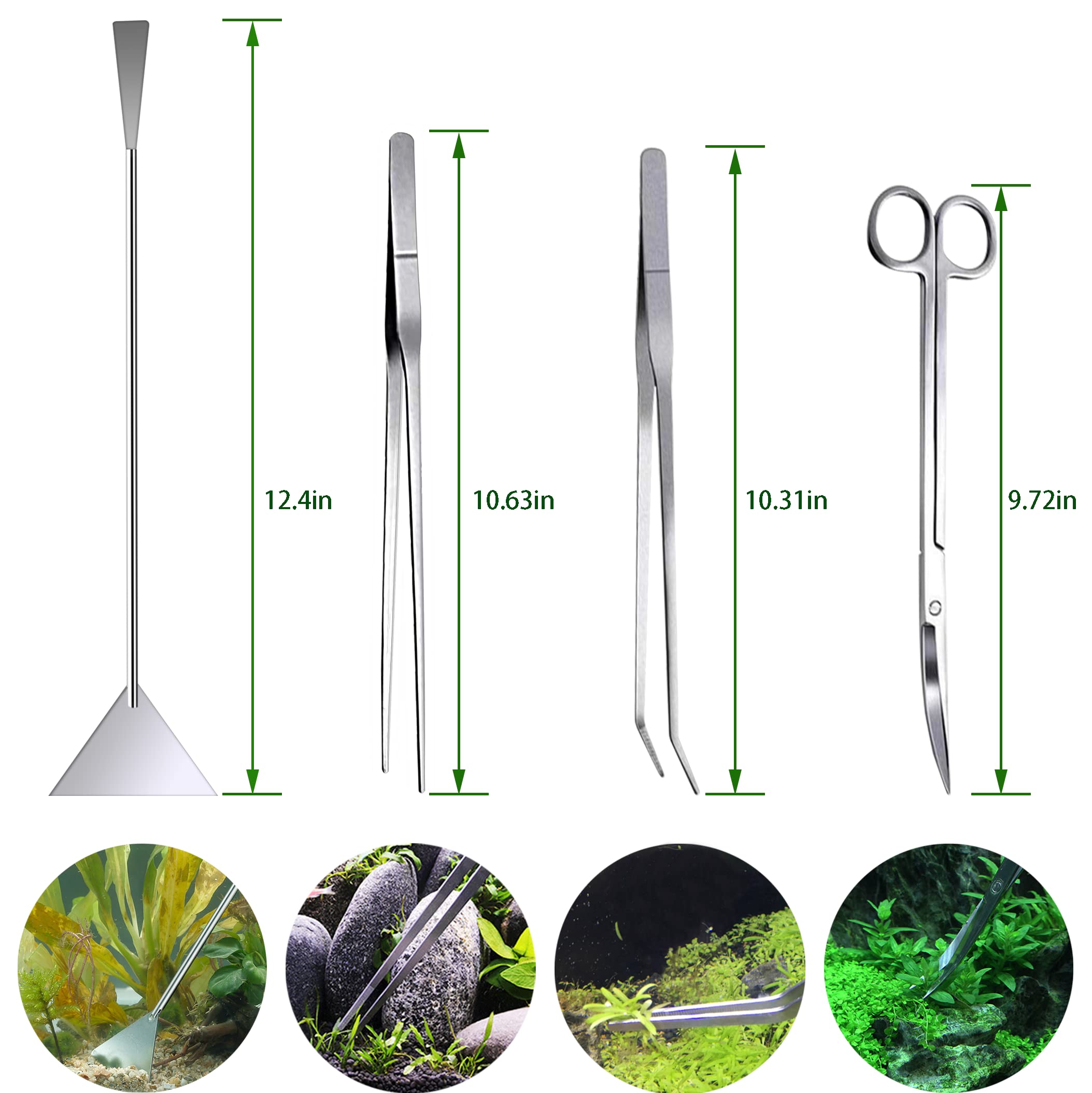 Premium Aquarium Starter Kit - Complete Aquascape Tool Set with Sand Spatula, Straight & Curved Tweezers, Curved Scissors for Planted Tanks | SENSTREE Professional Tools for Aquatic Plants Maintenance and Aquarium Decoration | Perfect for Beginners and Expert Aquascapers