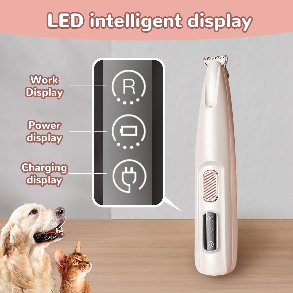 2024 Waterproof Pet Grooming Clippers - Rechargeable Trimmer with LED Light for Paws, Face & Ears | Perfect for Home Pet Care