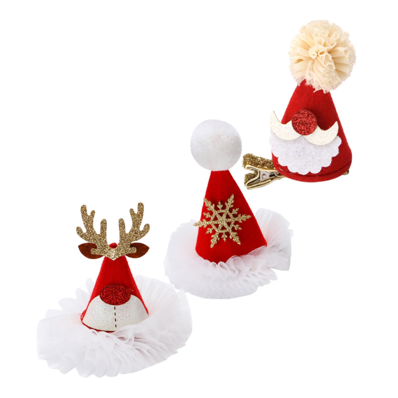 HAKIDZEL 3pcs Christmas Hair Clips - Santa Hat Hair Barrettes, Alligator Clips with Sequins for Kids | Holiday Party Hair Accessories & Festive Hair Decorations | Perfect for Christmas Photos, School Plays & Family Gatherings