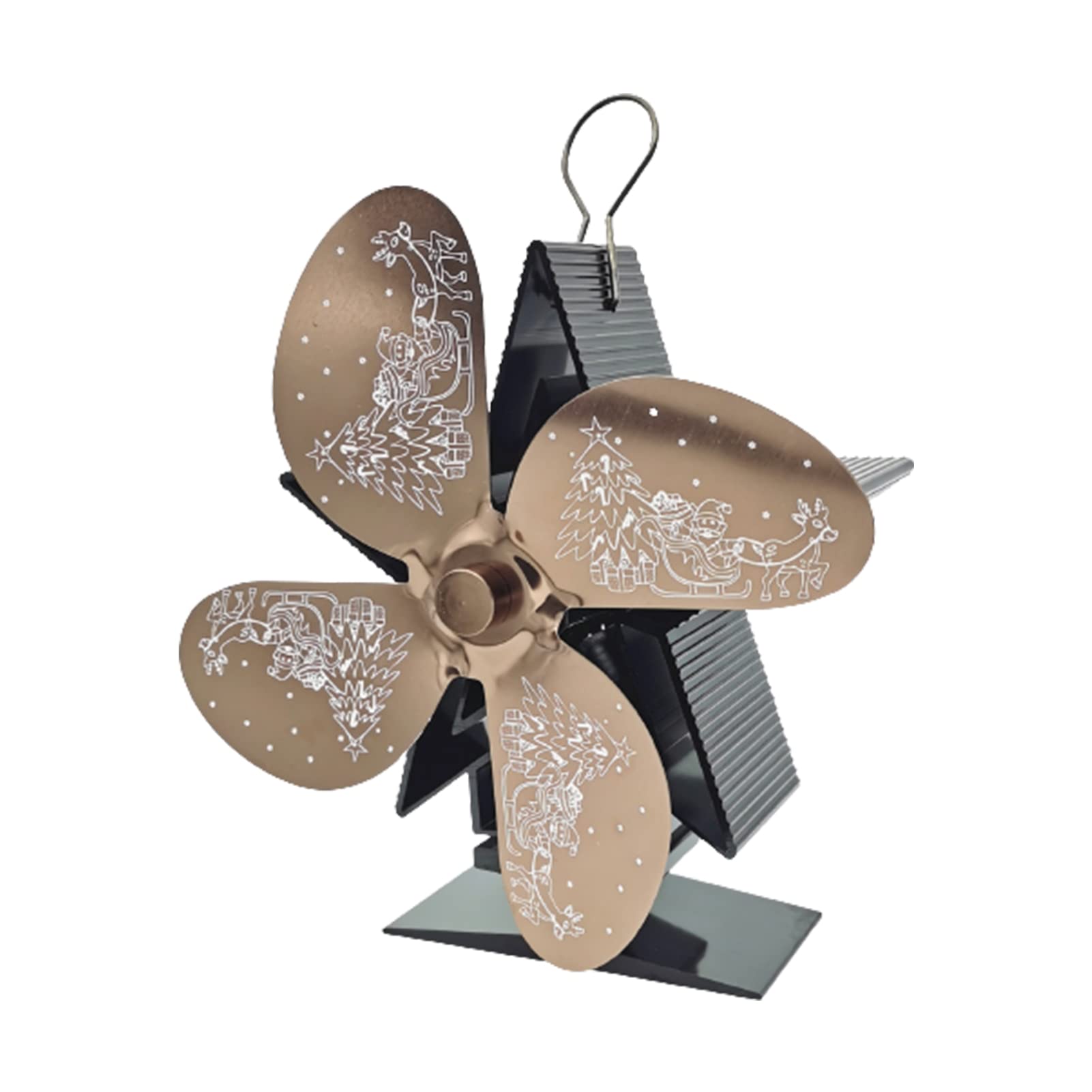 Remorui Wood Stove Fan - Heat Powered Fireplace Fan with Sturdy Metal Construction for Efficient Heat Distribution - Bronze - Perfect for Home Heating & Energy Savings