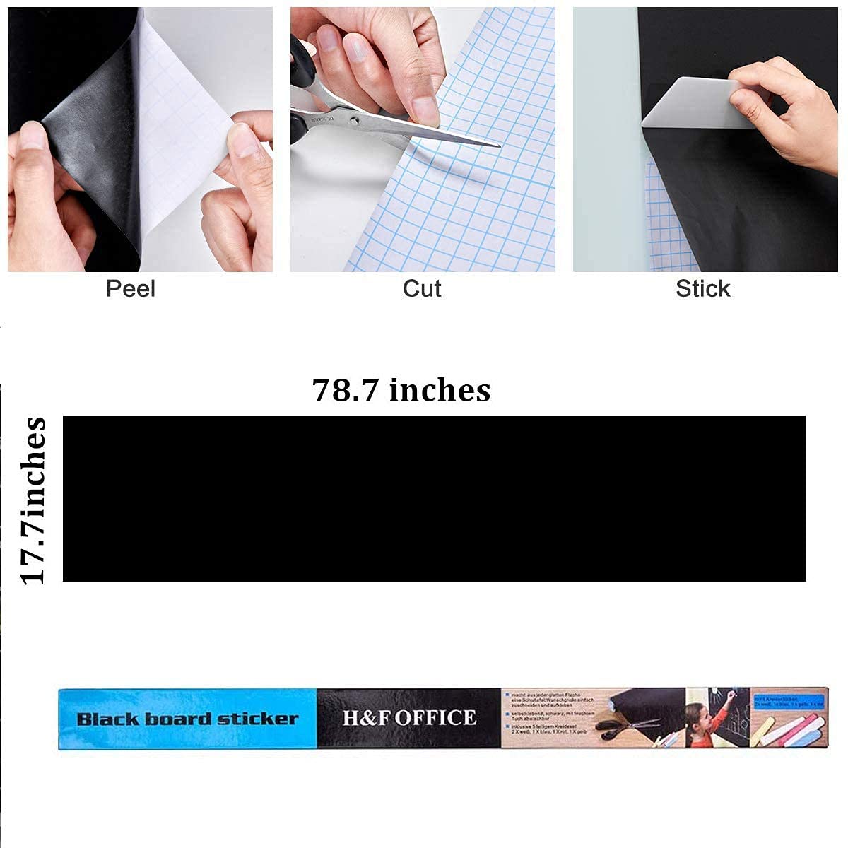 Self-Adhesive Chalkboard Contact Paper - Blackboard Vinyl Wallpaper, Removable Chalk Wall Decal with Marker Chalk (17.7