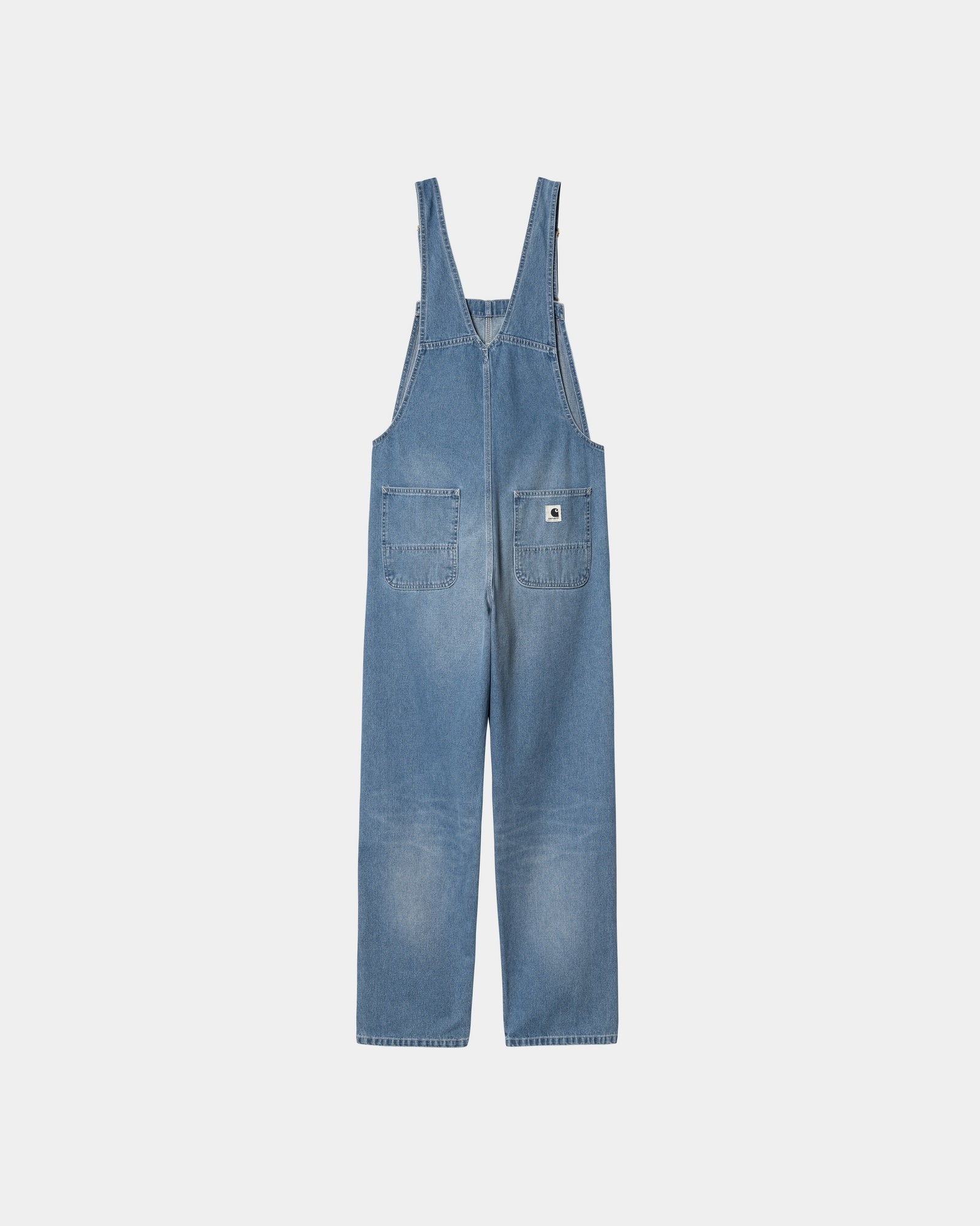 Women's Denim Bib Overalls Straight Leg - Light True Washed Blue Jeans for Casual Wear, Work & Outdoor Activities