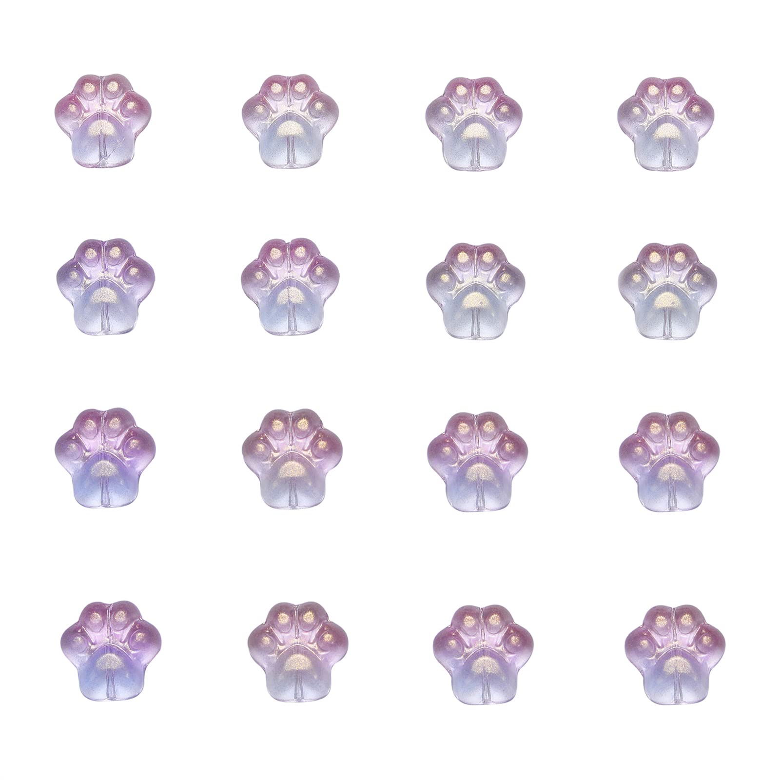 KitBeads 100Pcs Handmade Glass Paw Print Beads - Transparent Lampwork Spacer Beads & Charms for DIY Jewelry Making, Bracelets, Necklaces - Perfect for Pet Lovers & Animal-Themed Crafts