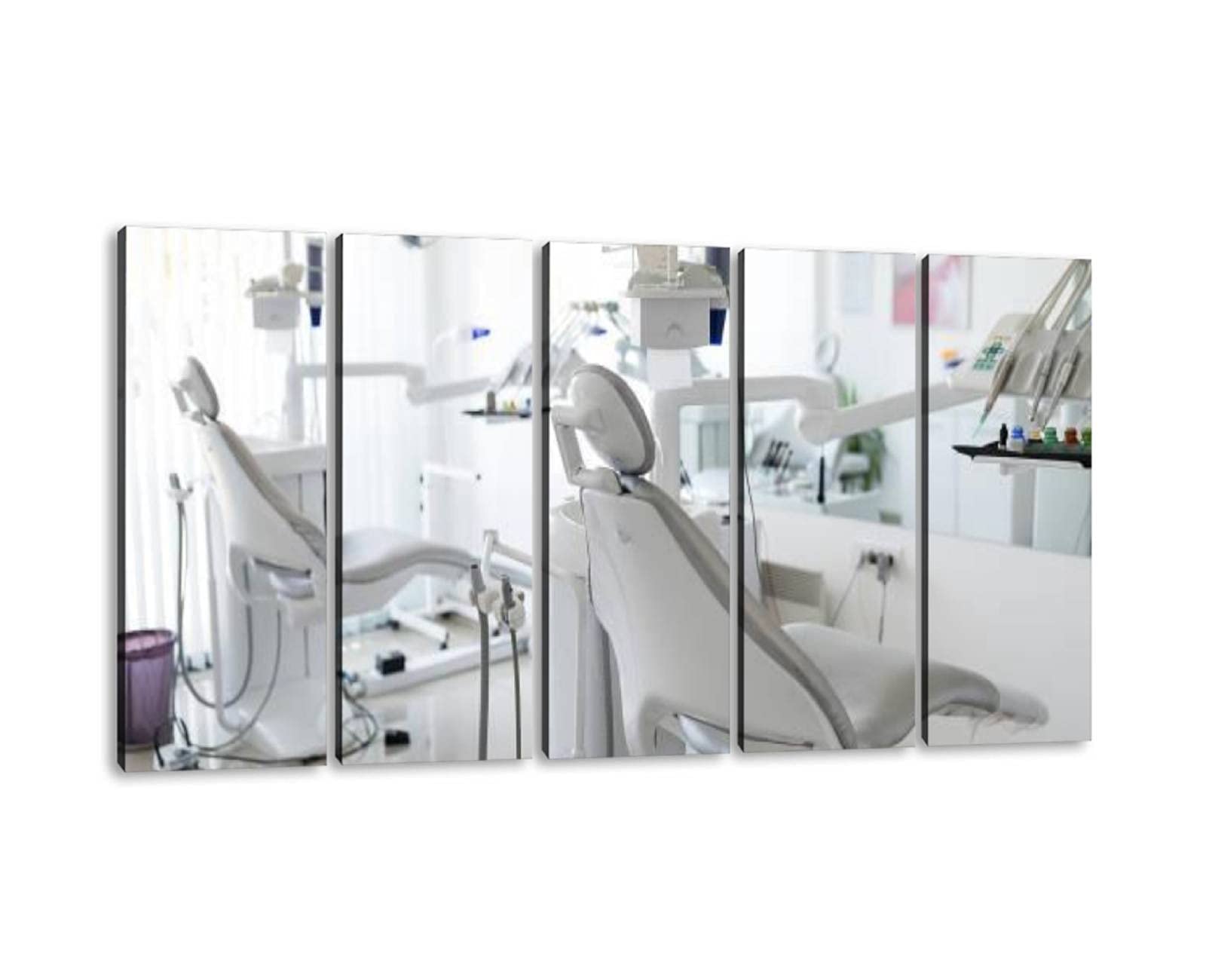 5-Panel Modern Canvas Wall Art - Framed Dental Office Decor, Ready to Hang Painting for Home, Bedroom & Workspace (60''W x 32''H) - Perfect for Waiting Rooms, Living Rooms & Professional Spaces