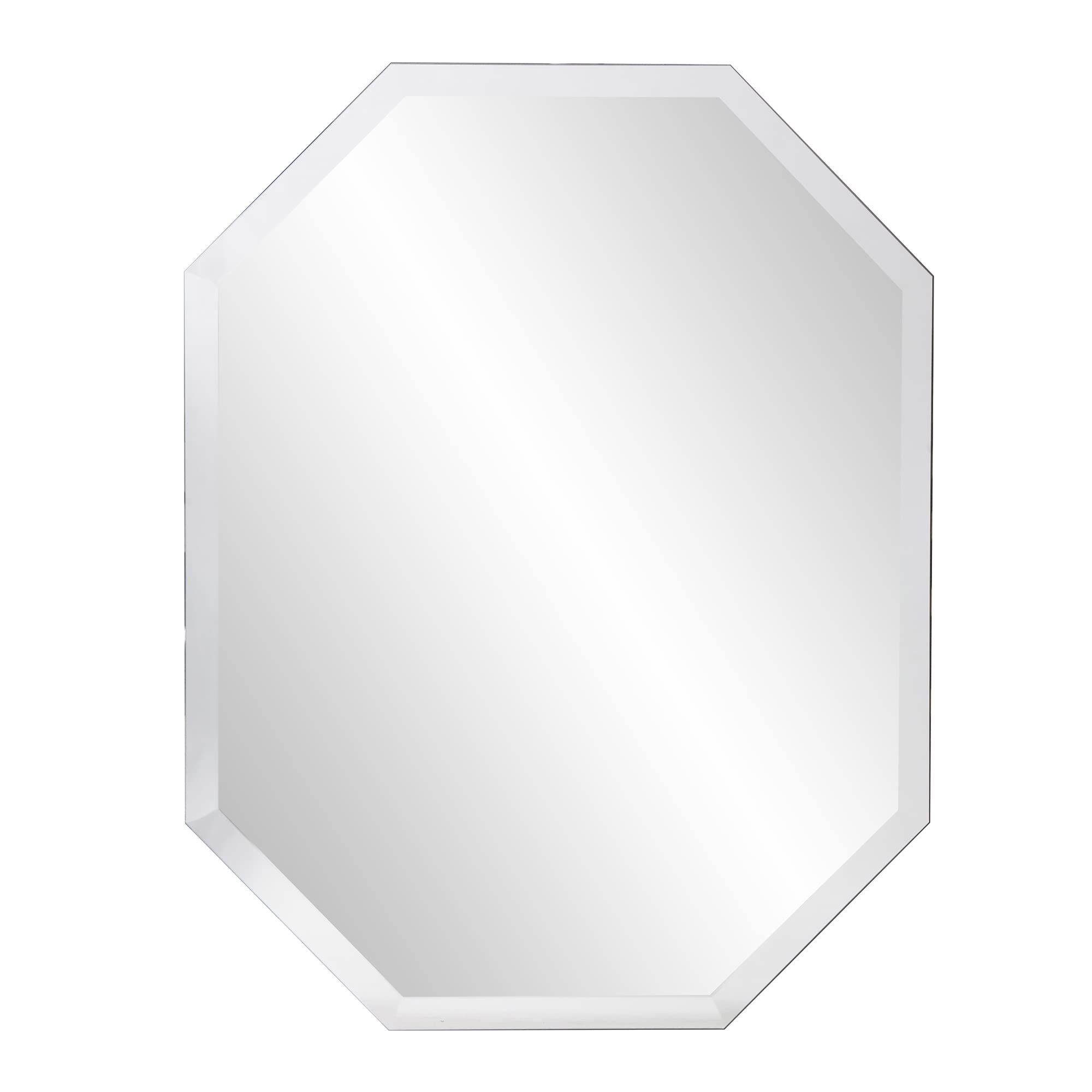 Howard Elliott Frameless Octagonal Wall Mirror - Silver, 22 x 28 Inch, Modern Vanity Bathroom Living Room Bedroom Decor for Home & Office