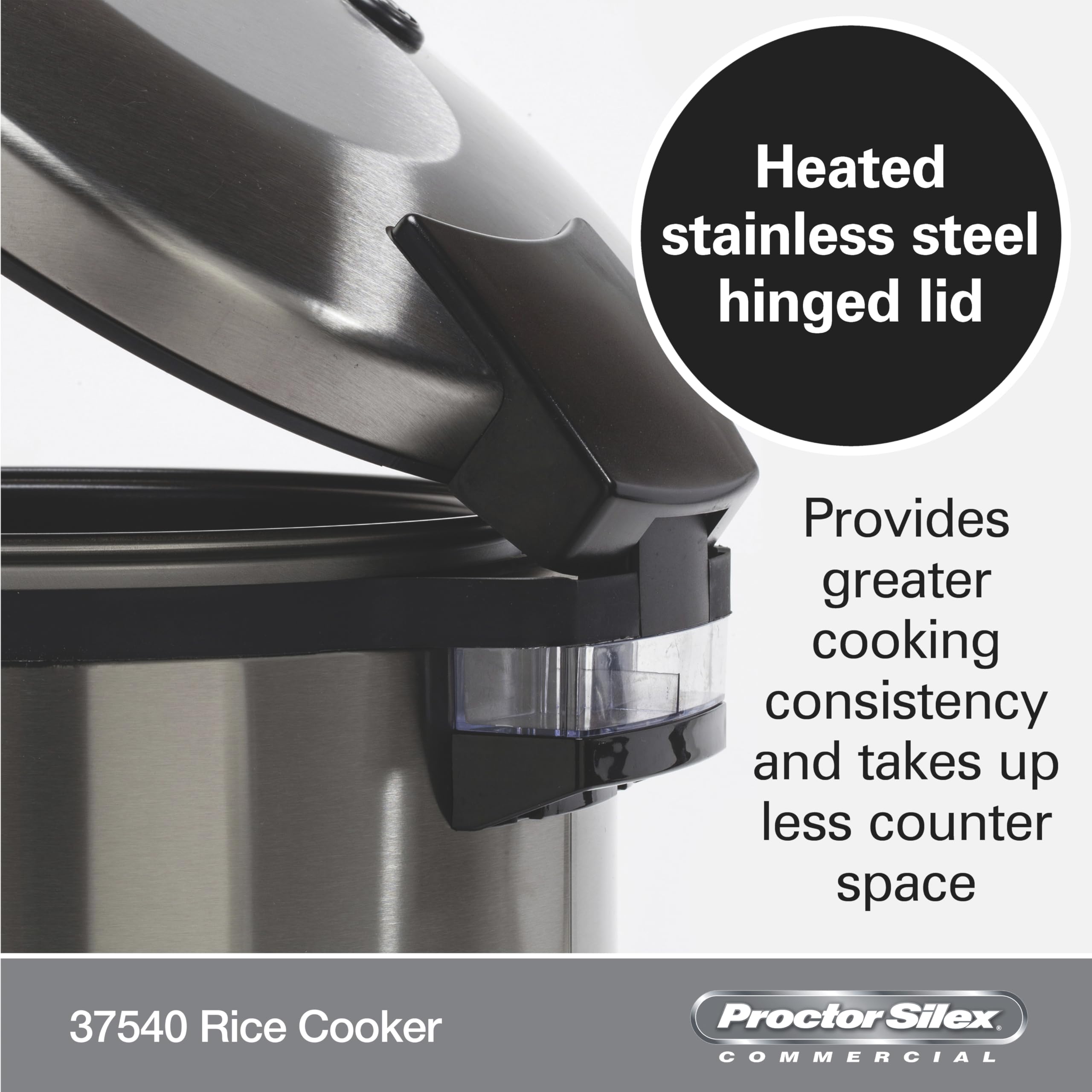 Proctor Silex Commercial 37540 40-Cup Rice Cooker & Warmer with Non-Stick Pot, Hinged Lid & Stainless Steel Housing - Perfect for Restaurants, Catering & Large Family Gatherings
