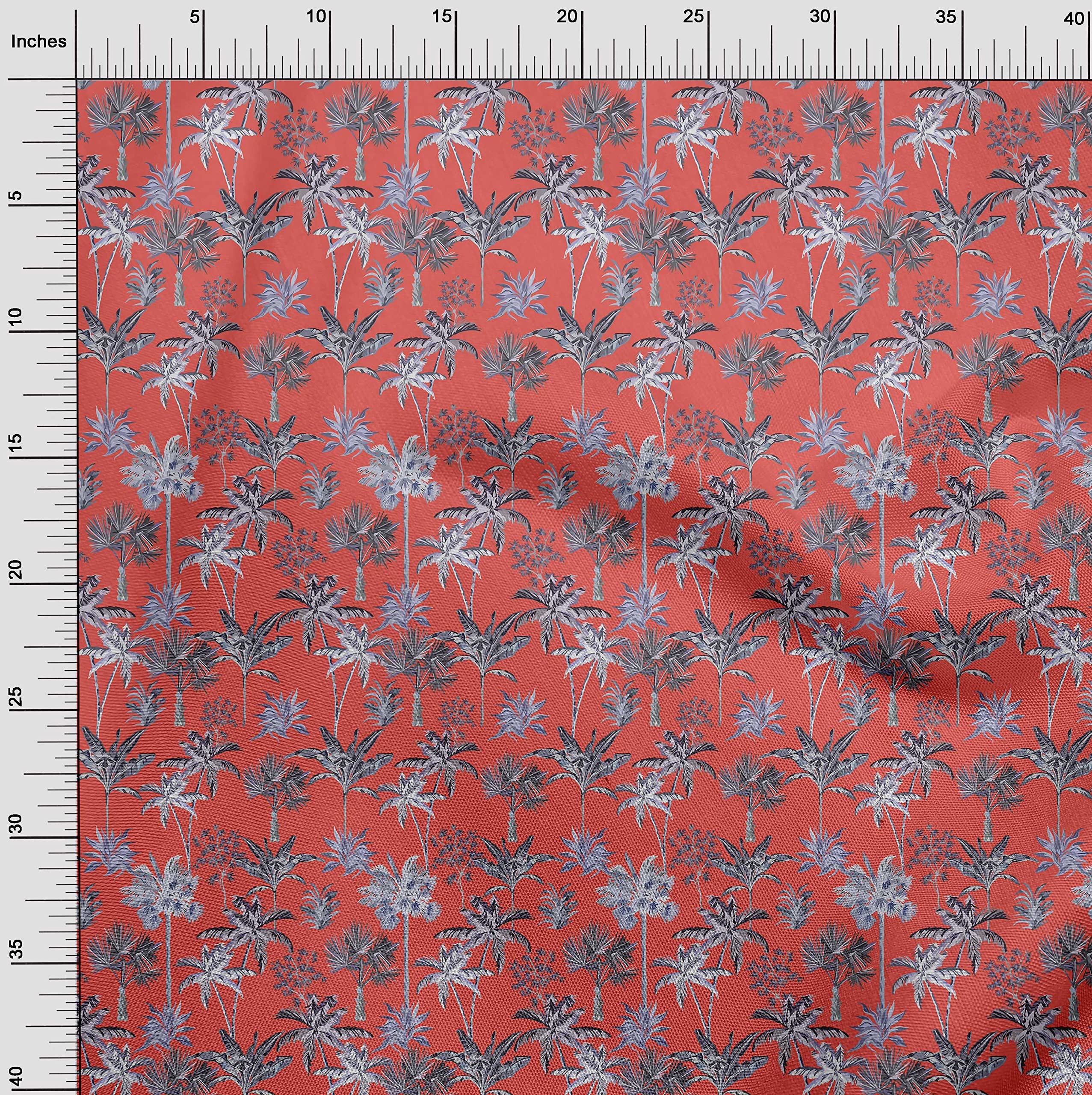 oneOone Rayon Red Tropical Print Fabric - 56 Inch Wide DIY Sewing Material for Clothing, Dresses & Home Decor | Soft, Lightweight & Vibrant for Summer Outfits, Quilting & Craft Projects