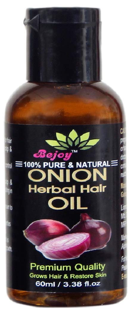 Bejoy Red Herbal Onion Hair Oil 60ml - Natural Hair Growth Treatment for Thicker, Stronger Hair - Reduce Hair Fall & Promote Regrowth - Perfect for Dry, Damaged & Frizzy Hair Care Routine