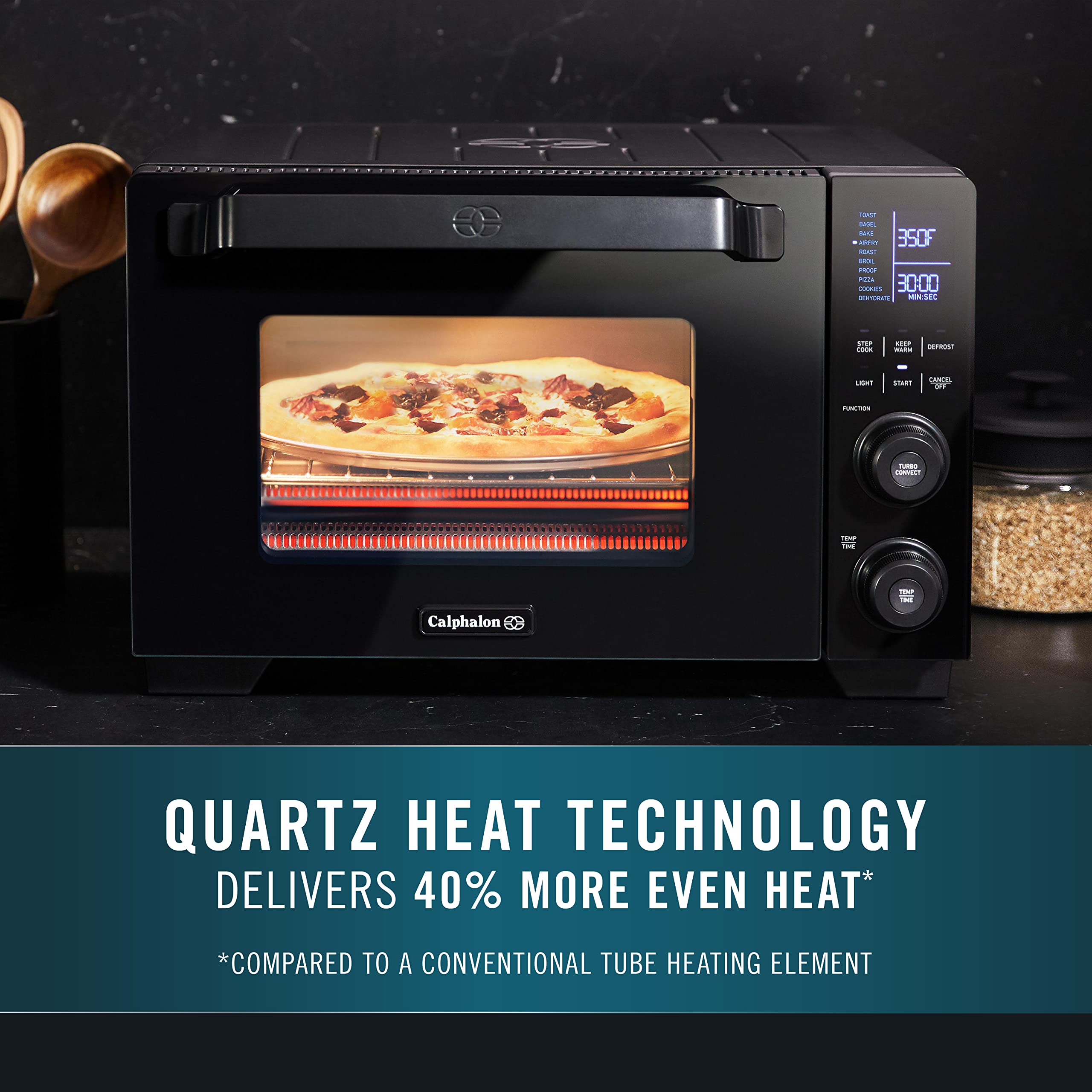 Calphalon 11-in-1 Air Fryer Toaster Oven Combo - 26.4 QT Large Capacity Countertop Convection Oven with Cool Touch Exterior - Fits 12