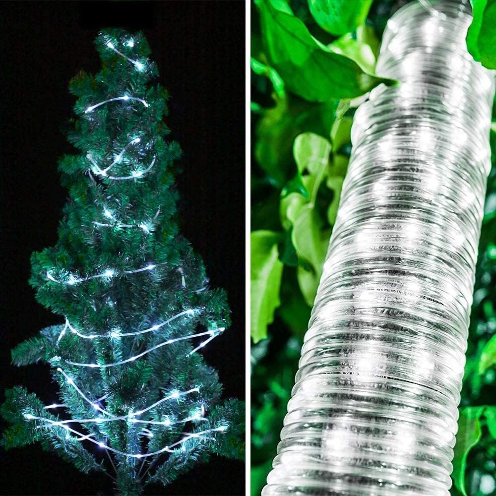 33Ft 100 LED Solar Rope Lights Outdoor Waterproof - White String Lights for Patio, Pool, Garden, Christmas Tree & Indoor Decorations - Perfect for Parties, Weddings & Holiday Lighting