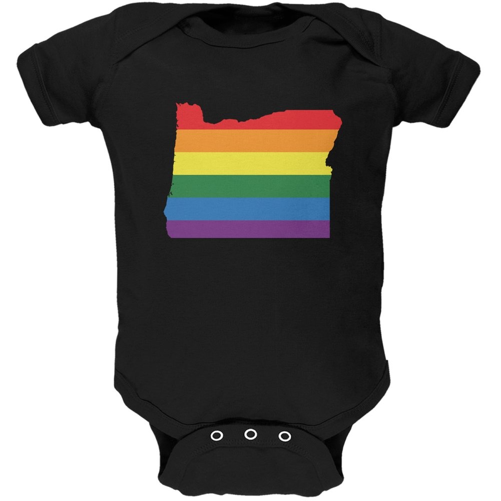 Oregon LGBT Gay Pride Rainbow Black Soft Baby Bodysuit - 12-18 Months | Unisex Infant Onesie for Pride Parades, LGBTQ+ Events & Everyday Wear