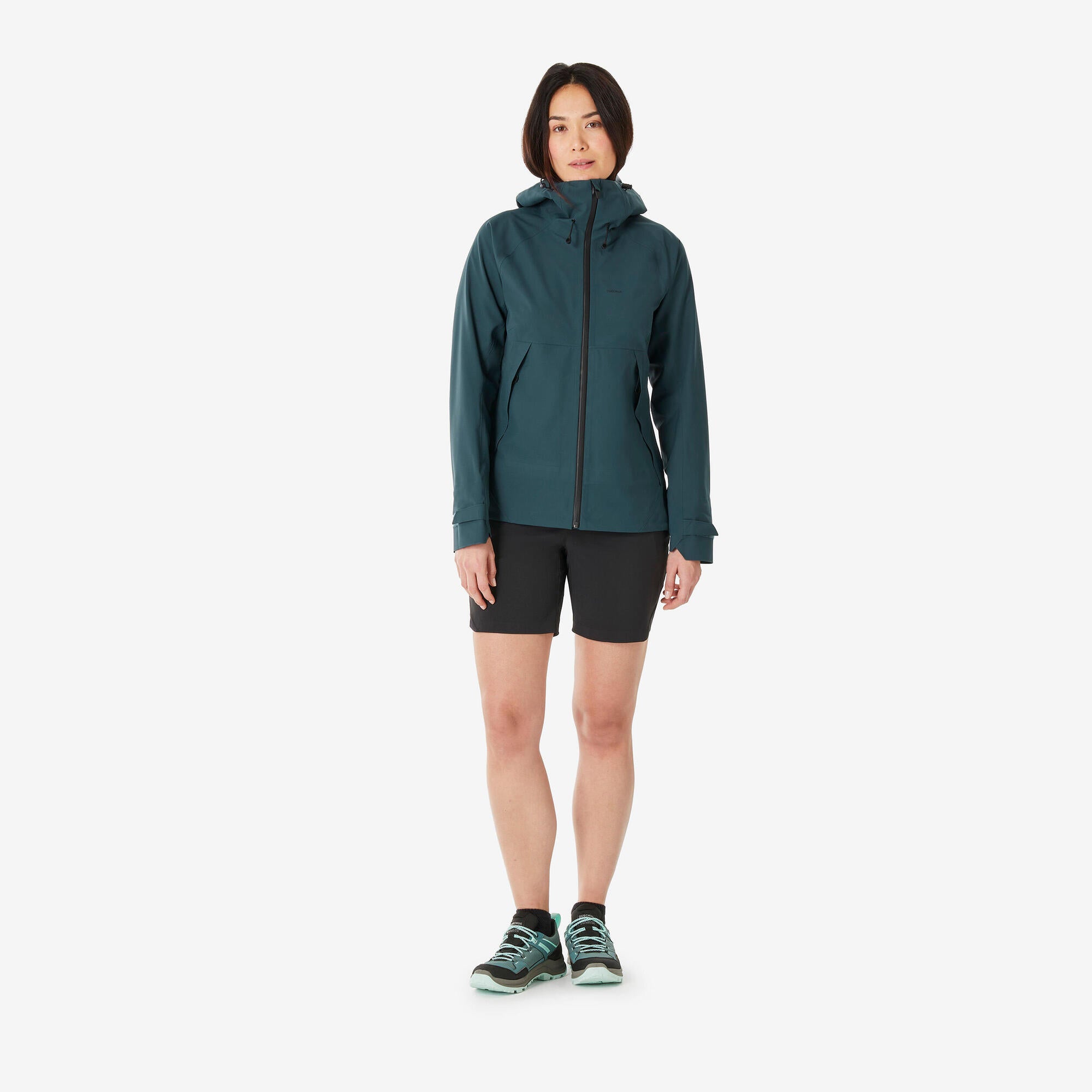 Quechua Women's MH500 Lightweight Waterproof Hiking Jacket - Windproof Outdoor Raincoat for Trekking, Camping & Travel