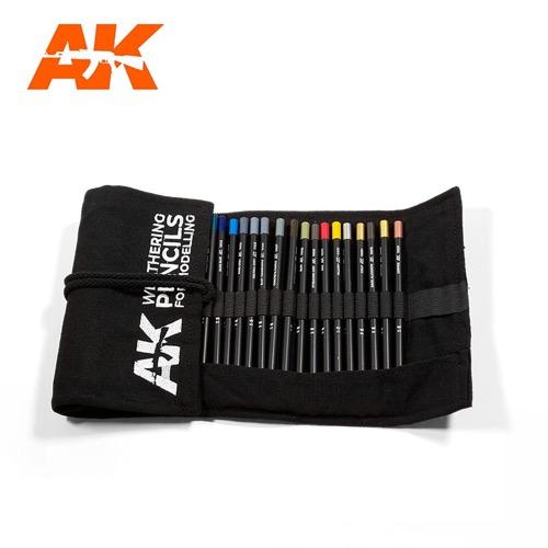 AK Interactive AK10048 Weathering Pencils - Full Range Set with Premium Cloth Case - Perfect for Model Painting, Miniature Detailing & DIY Crafts