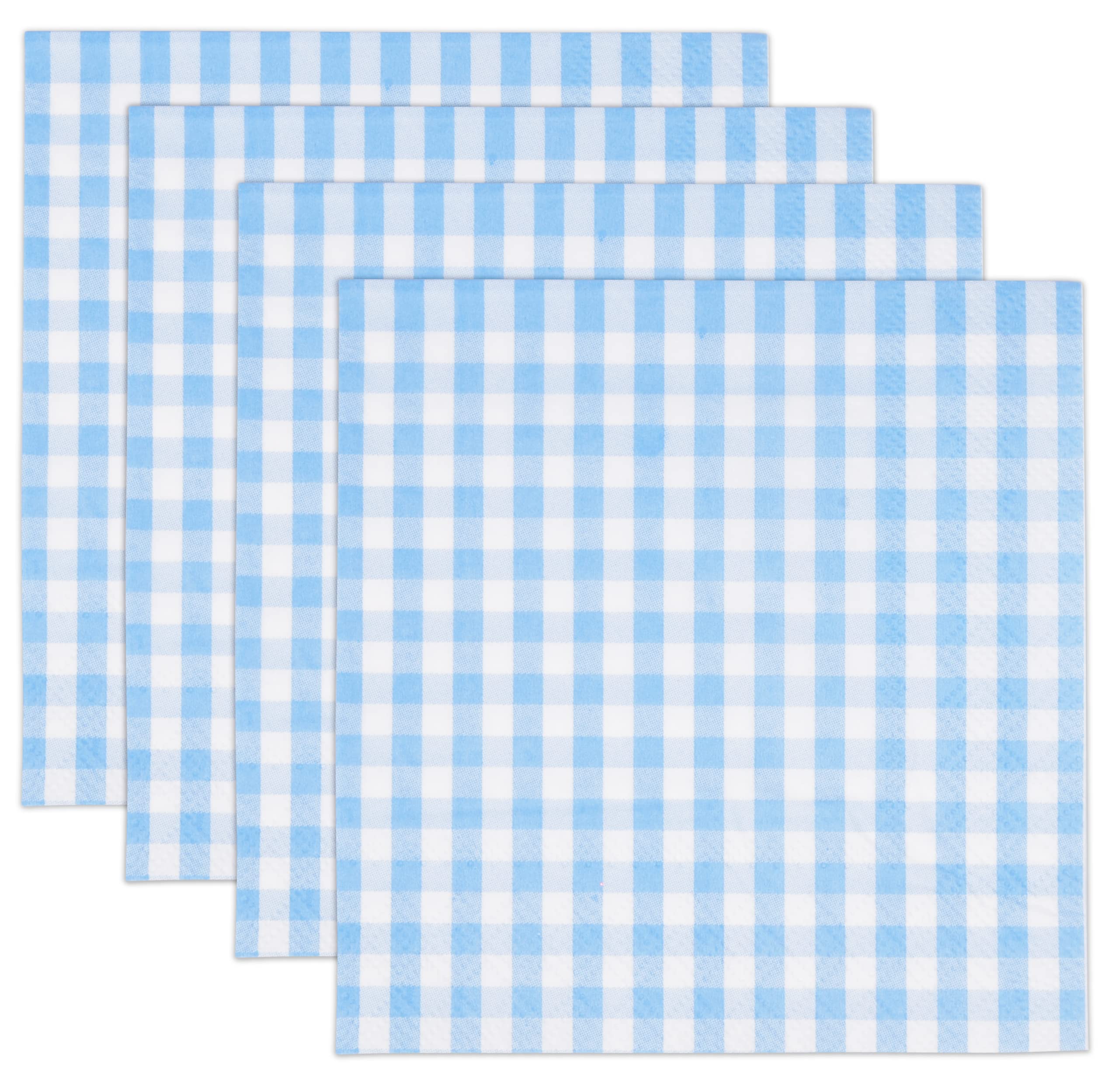 100-Pack Blue and White Gingham Disposable Cocktail Napkins - Checkered Plaid Paper Beverage Napkins for Summer Picnics, BBQs, Weddings, Baby Showers & Table Decorations | Perfect for Outdoor Parties, Bridal Showers and Dinnerware Settings