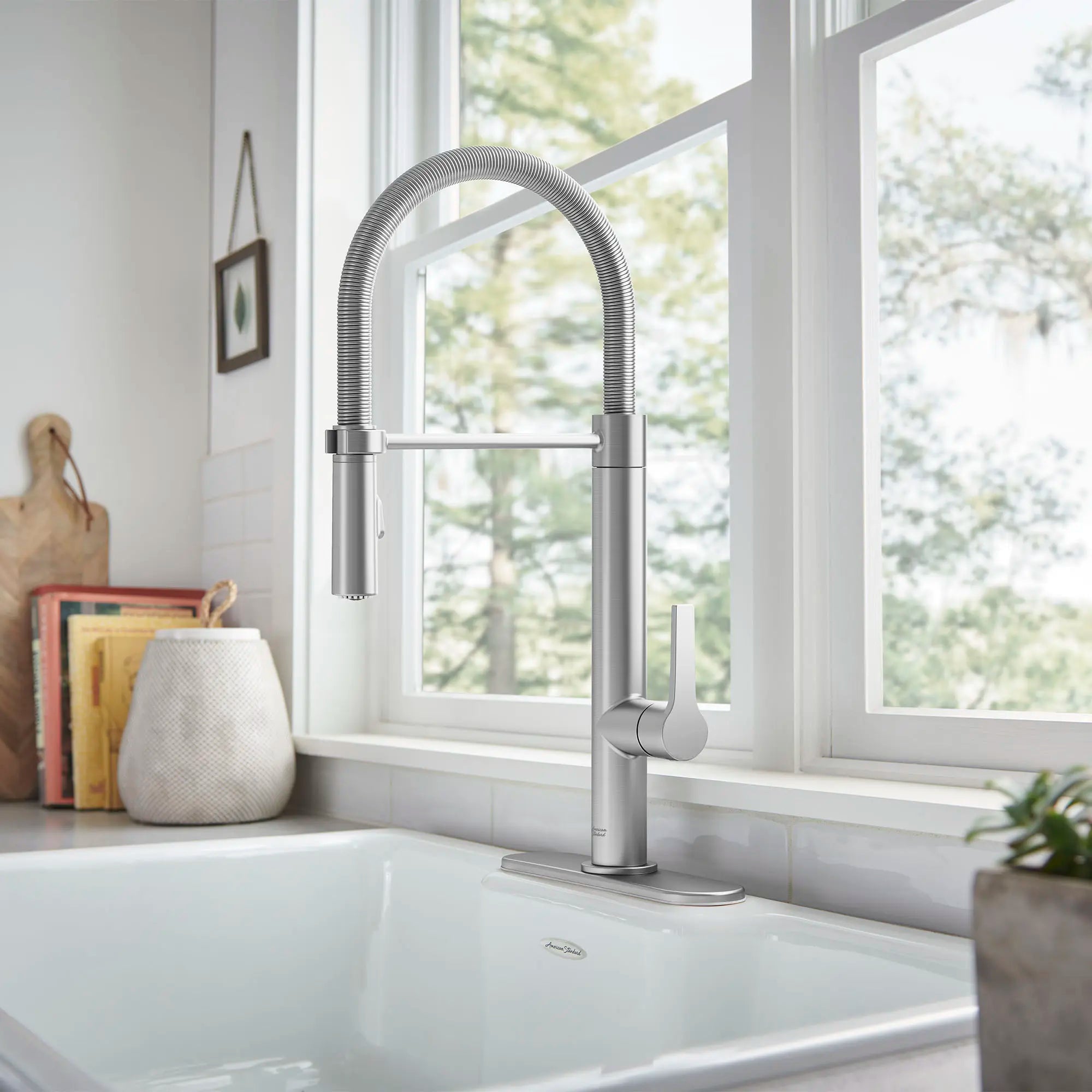 Grayson Semi-Professional Single Handle Kitchen Faucet - High Arc Pull Down Sprayer, Brushed Nickel Finish for Modern Home & Restaurant Use