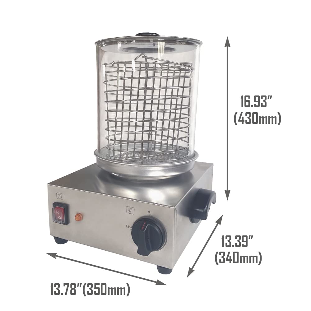 Commercial Hot Dog Warmer & Bun Toaster with Temperature Control - 110V Electric Sausage Grilling Machine for Restaurants, Food Trucks & Catering Events - Perfect for Fast Food Service, Concessions & Outdoor Cooking