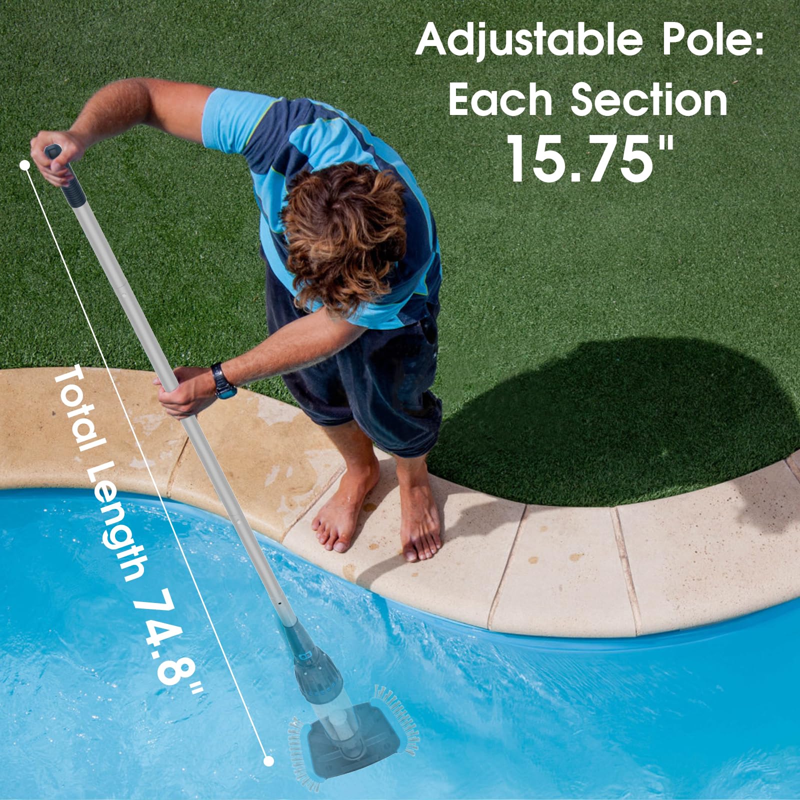 2025 Upgraded Large Capacity Rechargeable Cordless Above Ground Pool Cleaner - Portable Handheld Vacuum with Magnetic Drive Design & Powerful Suction for Pools, Hot Tubs, Spas - Perfect for Quick Cleaning, Maintenance & Crystal Clear Water All Season