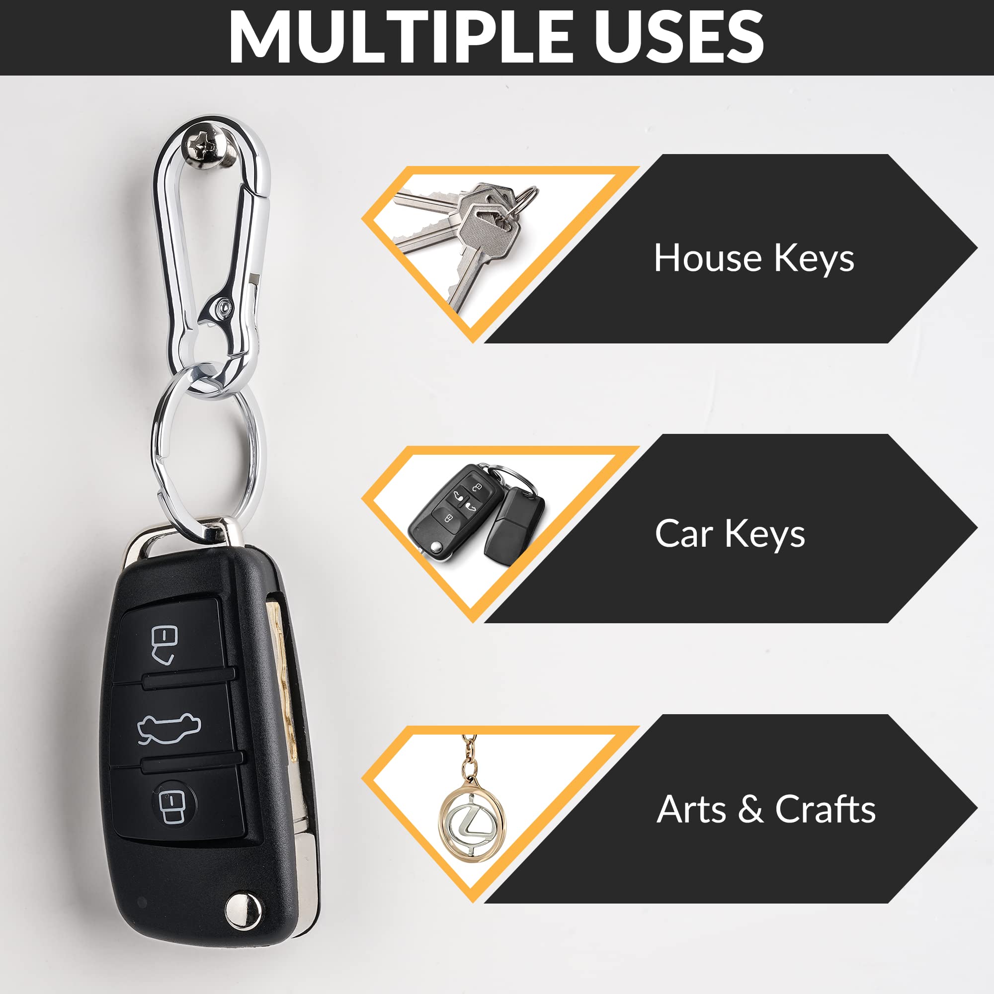 Silver Keychain Organizer - 3 Pack Key Rings for Men & Women | Home & Office Use