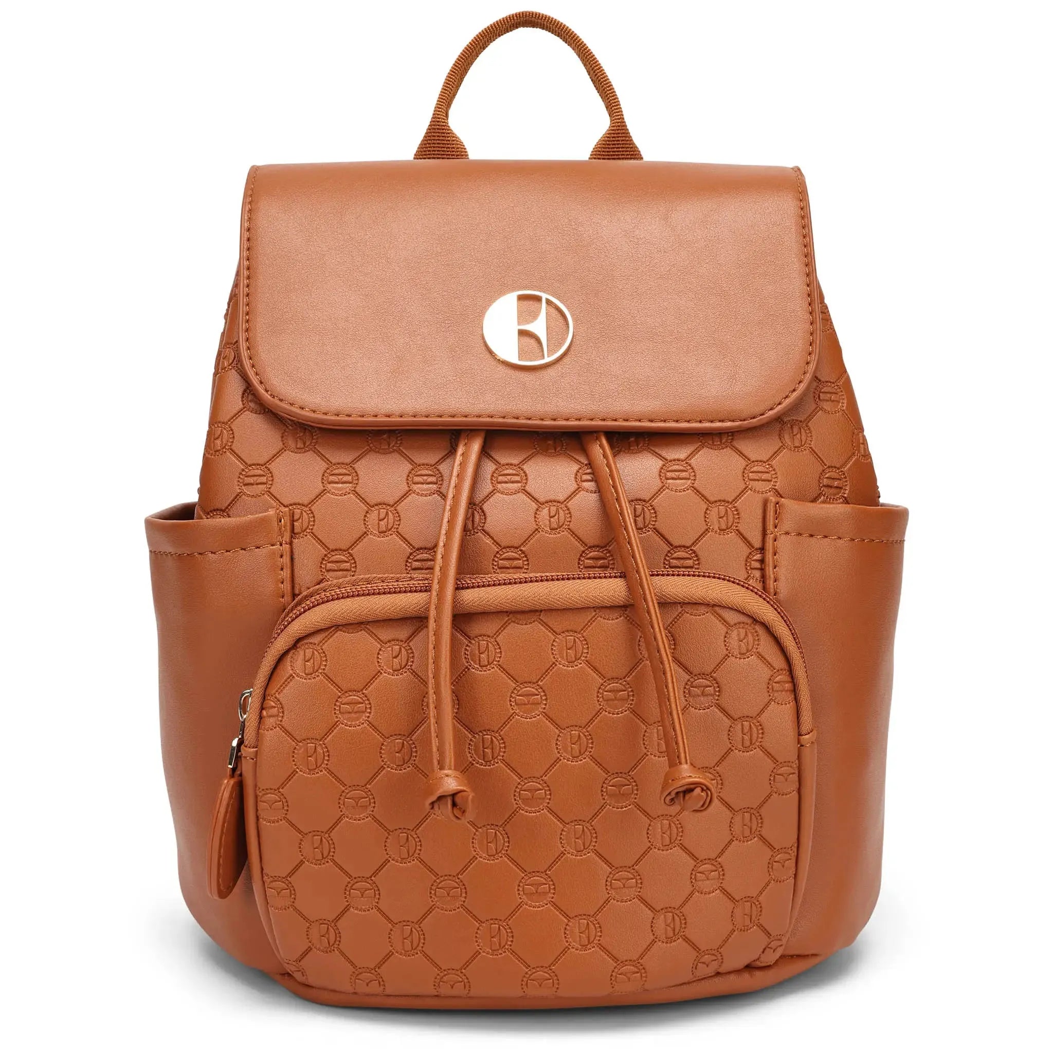 10L Vegan Leather Monogram Mini Backpack for Women - Stylish Waterproof Travel Daypack, Perfect for Hiking, Shopping & College Campus Use