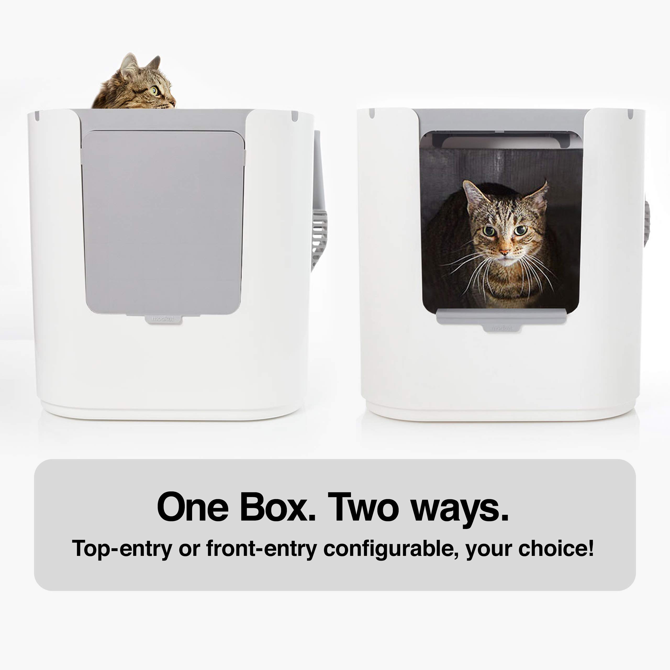 Modkat XL Litter Box - Extra Large Covered Cat Litter Box with Top & Front Entry - Reusable Liners & Tall Base for Less Mess - Easy to Clean Gray - Perfect for Large Cats & Multi-Cat Homes