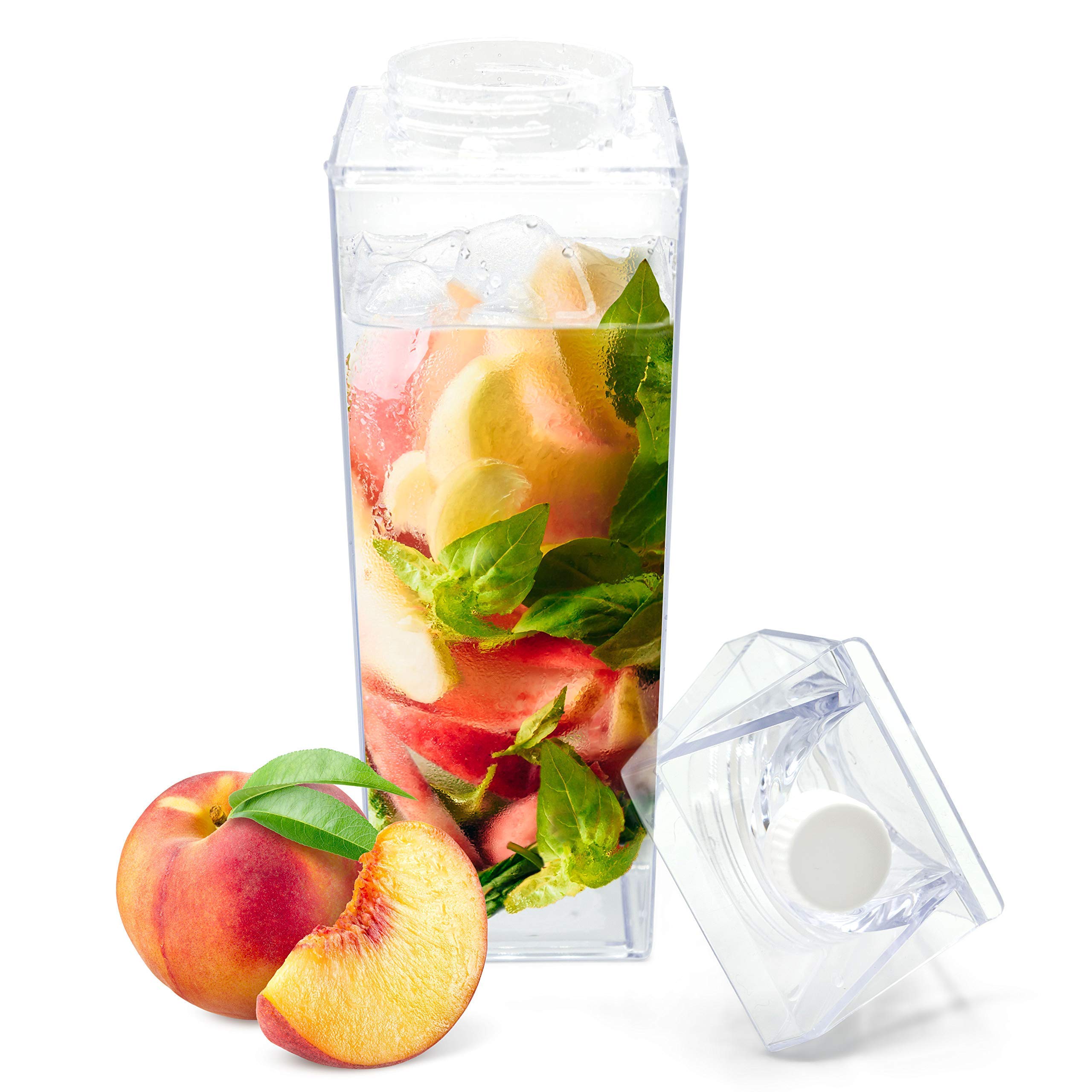 33oz (1000mL) BPA Free Clear Milk Carton Water Bottle - Reusable Eco-Friendly Juice & Travel Bottle with Free Brush - Perfect for School, Gym, Hiking & Office Hydration