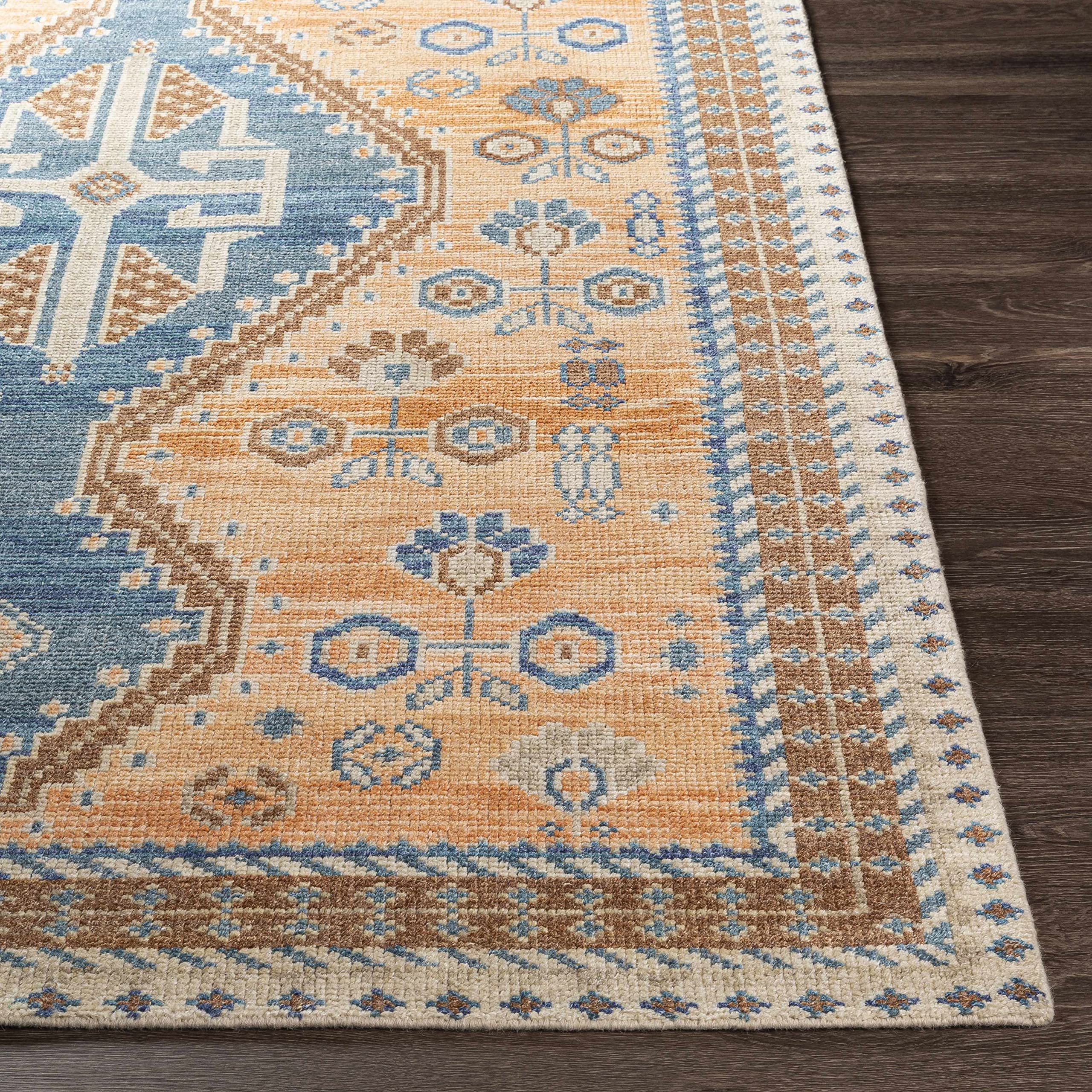 Hauteloom Boroondara Wool Area Rug 8' x 10' - Traditional Rust, Cream, Tan Handmade Rug for Living Room, Bedroom - Soft & Durable Floor Covering for Home Decor & Cozy Spaces