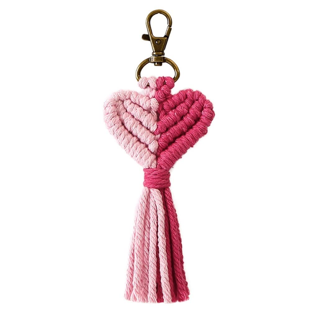 Handmade Mini Macrame Keychains - Boho Tassel Bag Charms for Car Keys, Handbags & Backpacks | Unique Handcrafted Accessory Gift for Women | Perfect for Boho Style, Festival Fashion & Everyday Use (Color C, One Size)