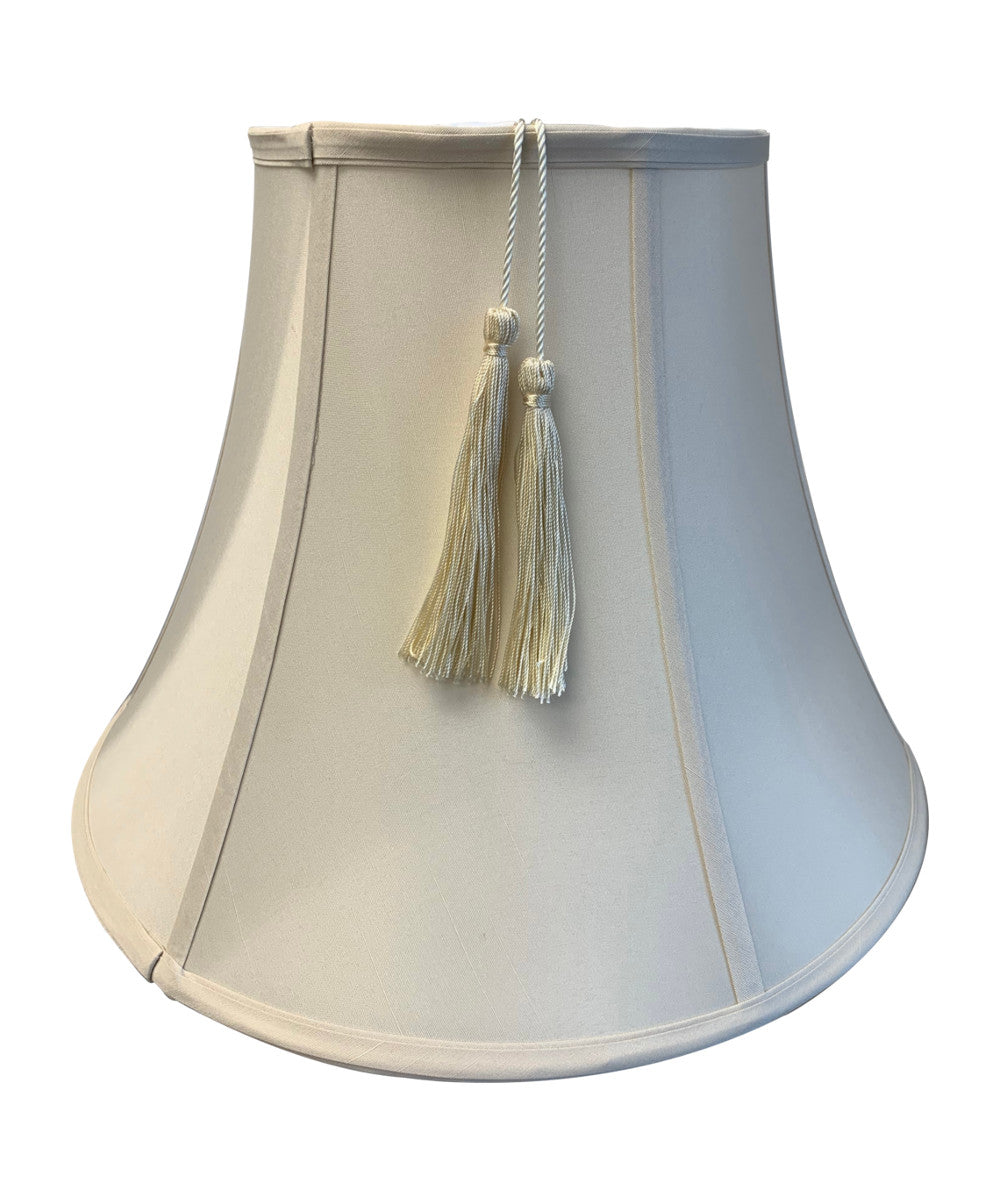 16W x 12H Eggshell Shantung Lamp Shade with Tassel - Elegant Lighting for Bedroom, Living Room, and Dining Room Décor
