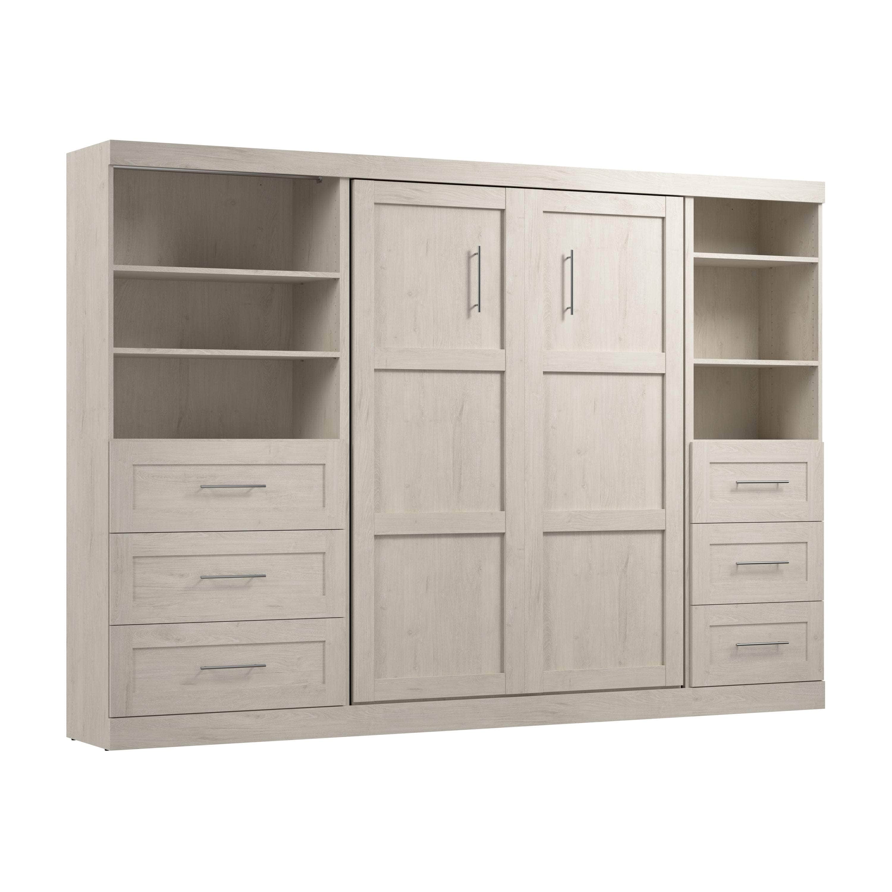 Pur Full Murphy Wall Bed with 2 Storage Units & Drawers (120 Inch) - 5 Color Options | Space-Saving Wall Bed for Small Apartments & Guest Rooms