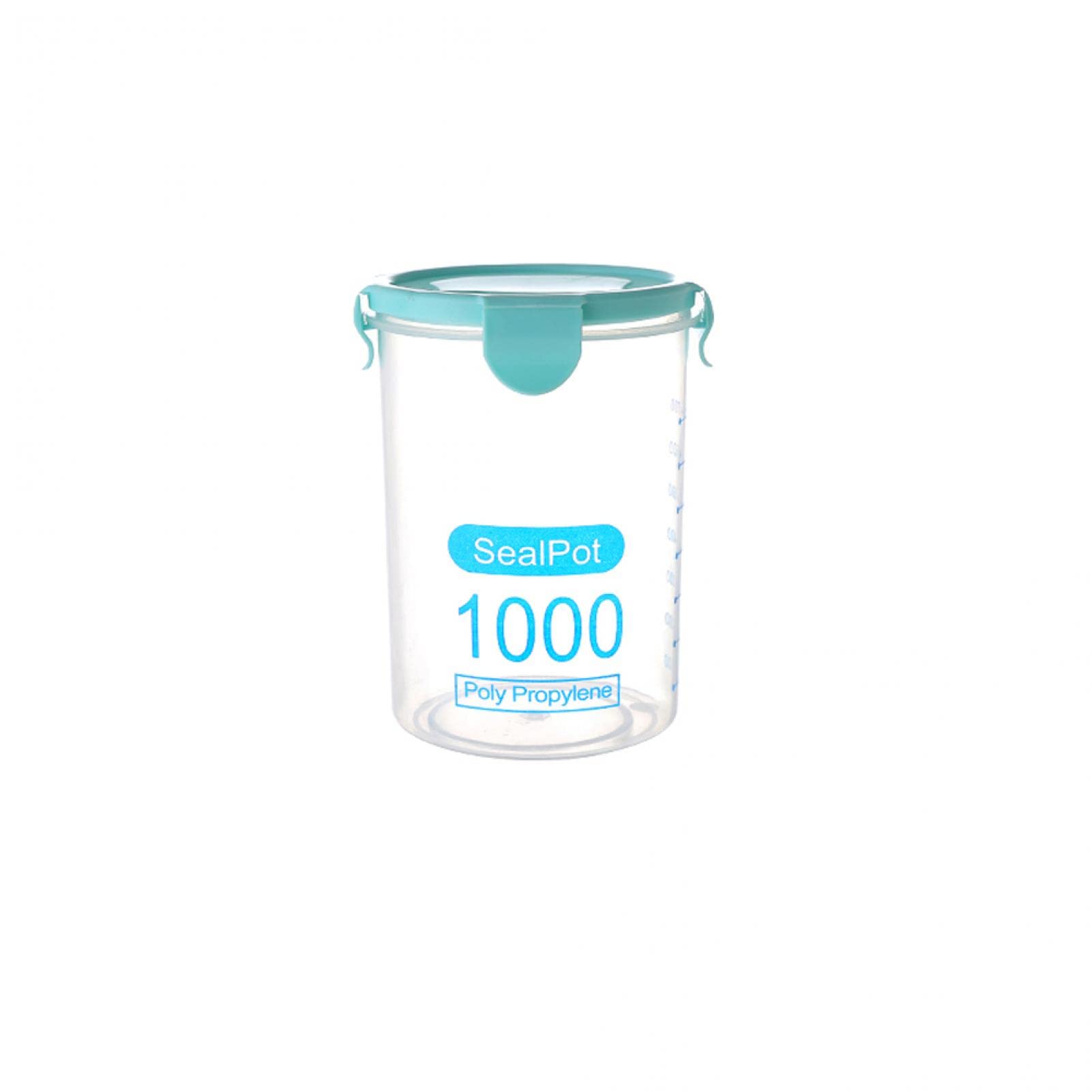 Plastic Food Storage Containers with Lids - 1000ml Transparent Airtight Kitchen Storage Box for Cereal, Beans, Nuts | BPA-Free, Stackable & Leakproof | Perfect for Meal Prep, Pantry Organization & Leftovers (Blue)