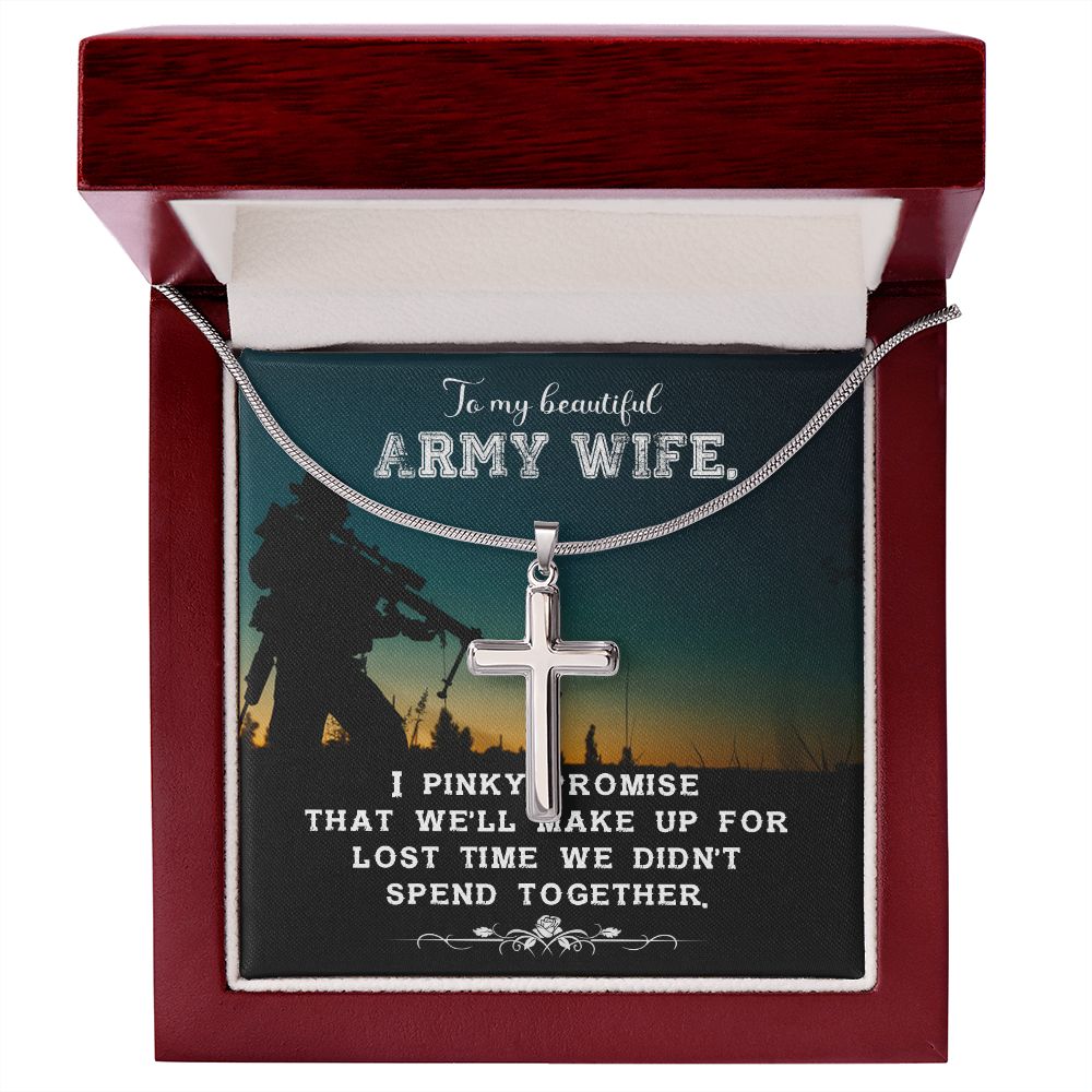 Army Wife Necklace - Military Spouse Jewelry Gift for Wife, Cross Pendant Necklace for Anniversary, Christmas & Special Occasions - Perfect for Military Appreciation, Deployment Gifts & Everyday Wear