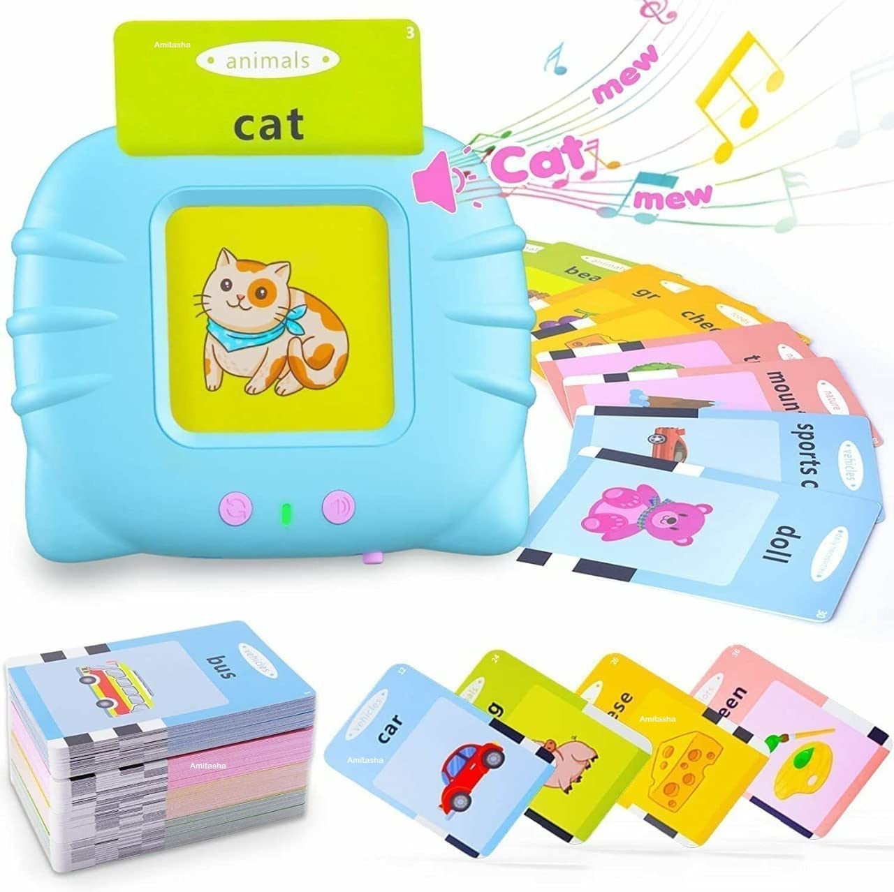 Interactive Talking Flash Cards for Toddlers Ages 2-8 | Early Learning Educational Toys with English Words Reading | Preschool Electronic Learning Device for Boys & Girls | Perfect for Home, Classroom & Travel Use