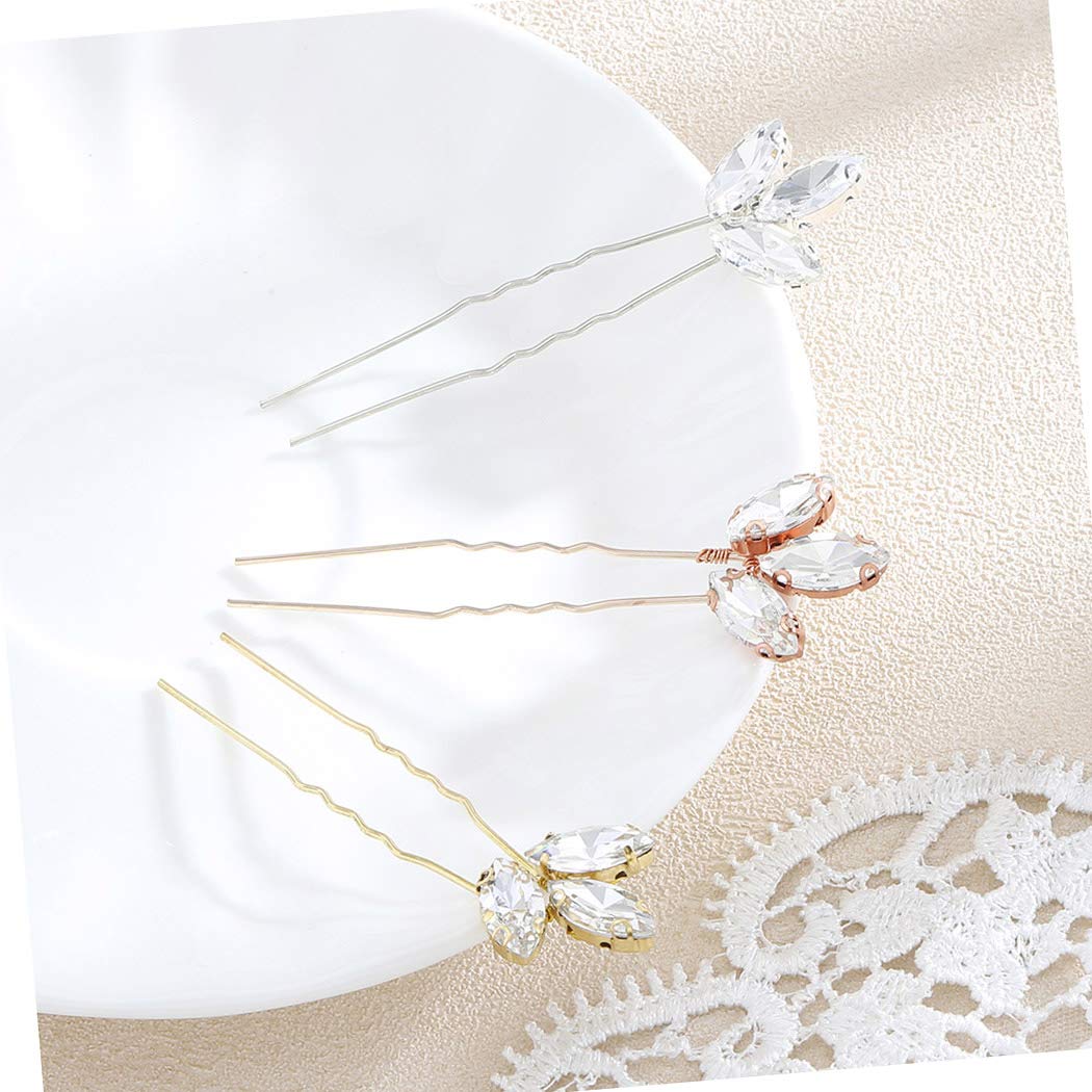 Jakawin Crystal Rhinestone Bridal Hair Pins - Gold Wedding Hair Accessories for Women & Girls - Perfect for Brides & Special Occasions