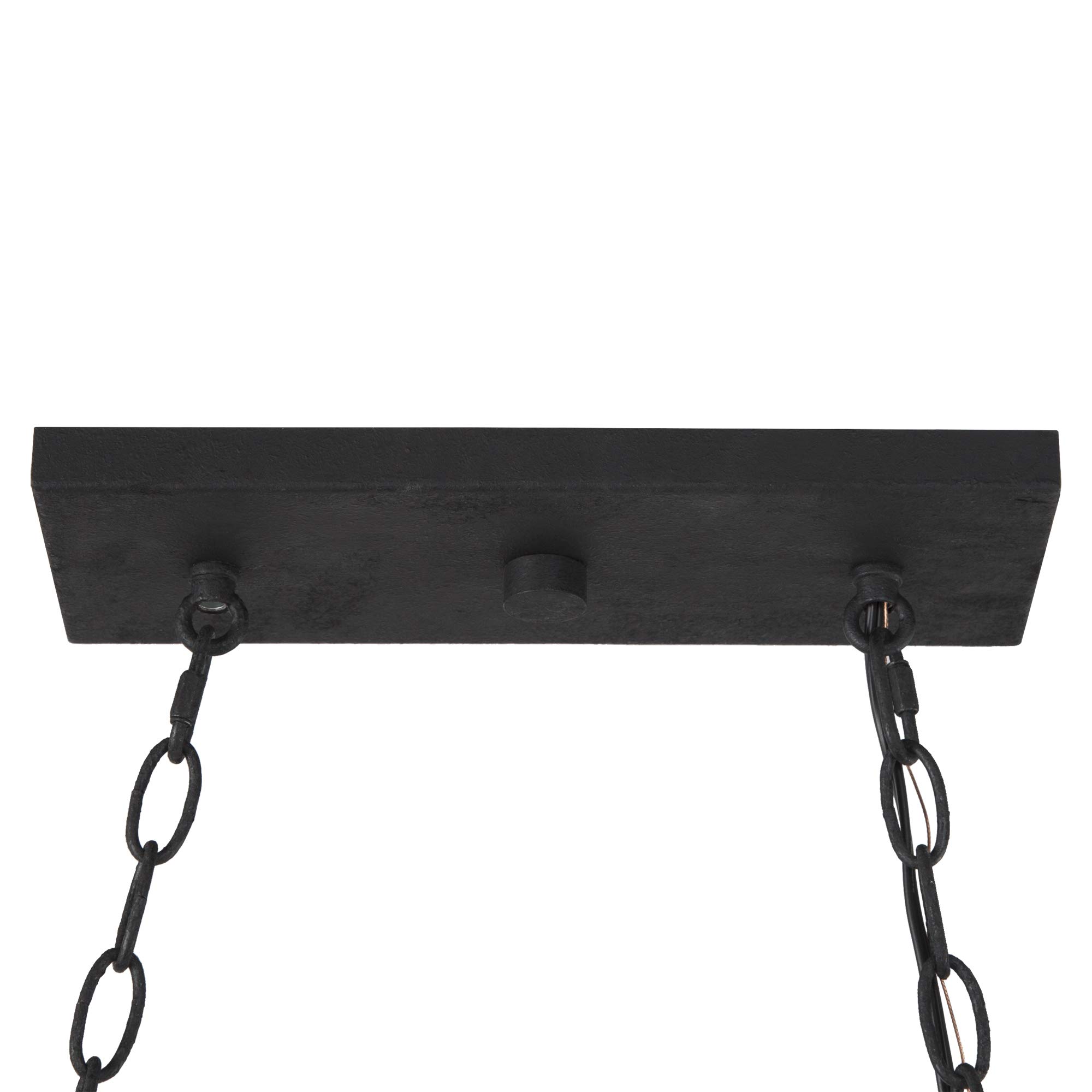 Rustic Faux Wood Farmhouse Chandelier - 5-Light Pendant Lighting for Kitchen Island & Dining Room - Black Wires LOG BARN Kitchen Light Fixtures - Perfect for Country Style Homes and Cozy Restaurant Decor