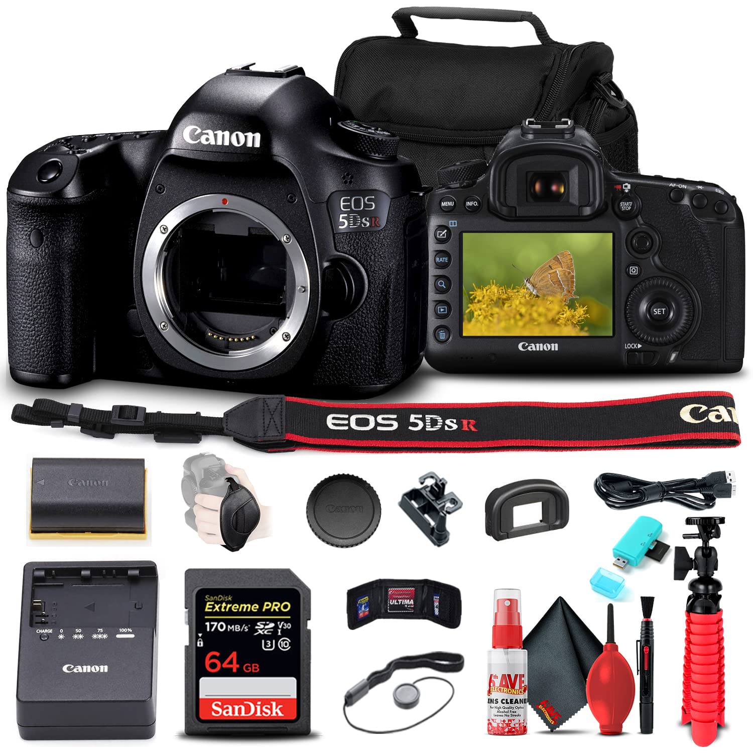 Canon EOS 5DS R 50.6MP Full Frame DSLR Camera Body (Renewed) with 64GB SD Card, Card Reader, Protective Case & Tripod - Professional Digital Camera for Photography, Vlogging, YouTube Content Creation - Ideal for Portrait Shoots, Wedding Photography, Landscape Photography, Travel Blogging, Social Media Influencers & Outdoor Adventure Enthusiasts - Perfect for Studio, Events, Nature Exploration & Travel Documentation