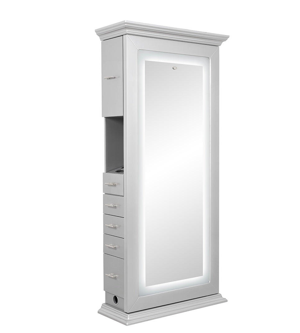 Adonis II Single LED Lighted Styling Station - Professional Salon Vanity Mirror with Adjustable Brightness for Makeup, Skincare & Hair Styling at Home or Salon