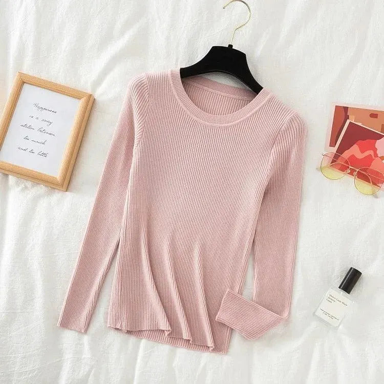 Women's Crew Neck Sweater Top - Soft & Comfortable Knit Pullover for Casual Wear, Office & Fall Outfits