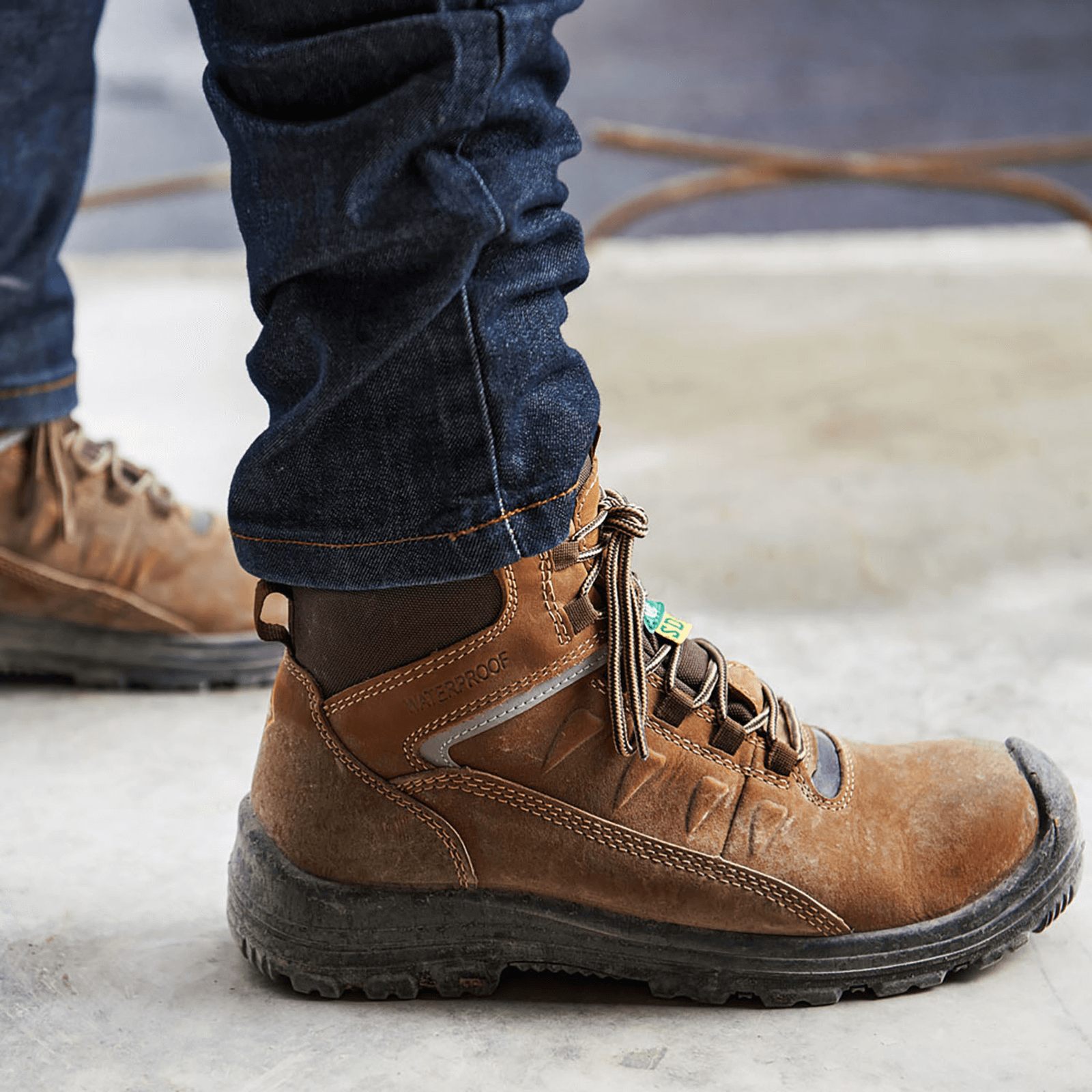 Findlay 6 Inch Waterproof Composite Toe Work Boots for Men - Brown Safety Shoes for Construction, Warehouse & Outdoor Work