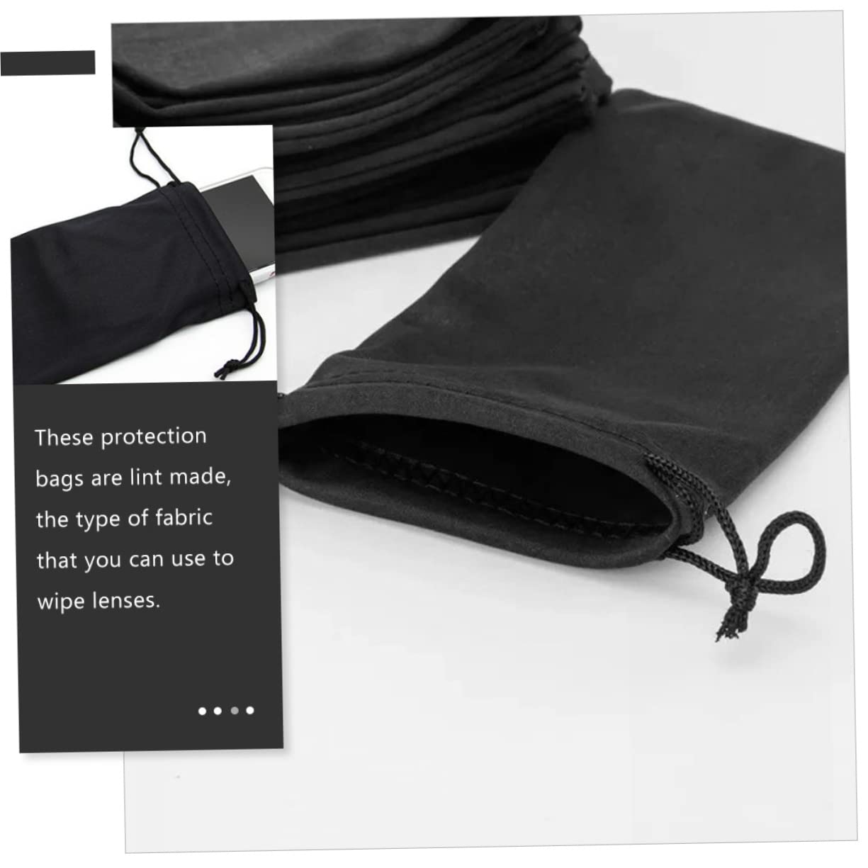 BRIGHTFUFU 25pcs Ski Goggle Holder & Glasses Carrying Bag - Portable Eyeglass Pouch with Drawstring Closure, Multipurpose Storage for Outdoor Sports, Travel & Daily Use (Black)