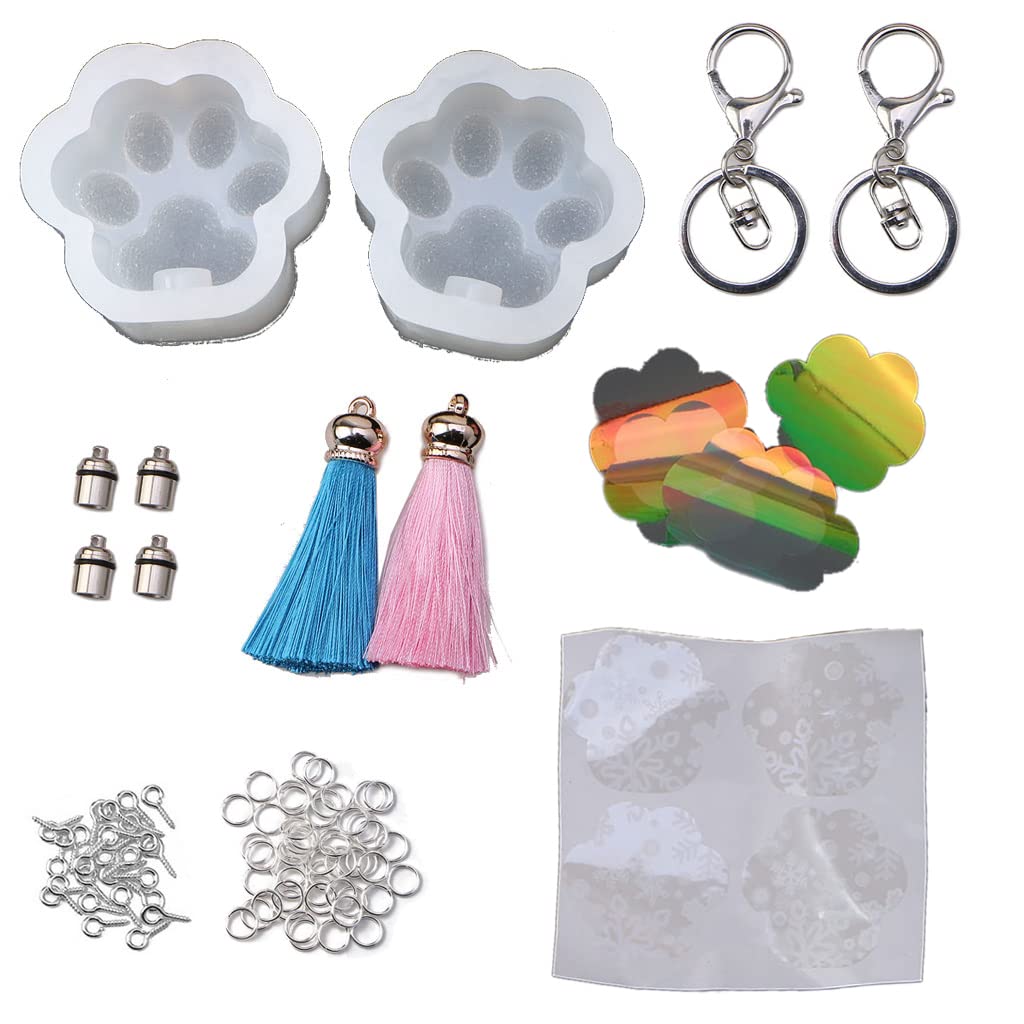 Shiny Glossy Silicone Molds for DIY Epoxy Resin Crafts - Medium Diamond Cat Paw Lamp & Keychain Pendant Jewelry Making - Perfect for Home Decor, Gifts, and Creative Projects