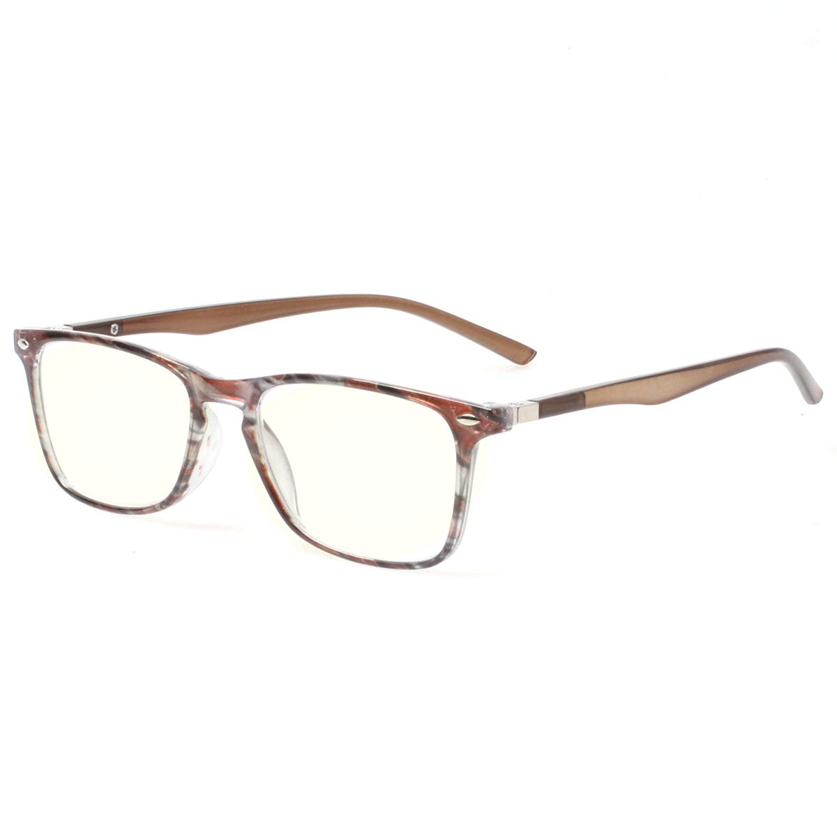 Blue Light Blocking Reading Glasses for Men & Women - JOSCHOO Computer Glasses with Anti-UV & Anti-Glare (Brown Stripe, +2.25) - Perfect for Office Work, Gaming & Digital Screen Use