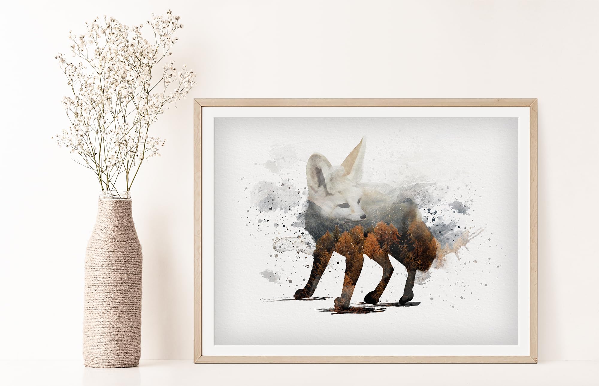 Double Exposure Fennec Fox Art Print - 8x10