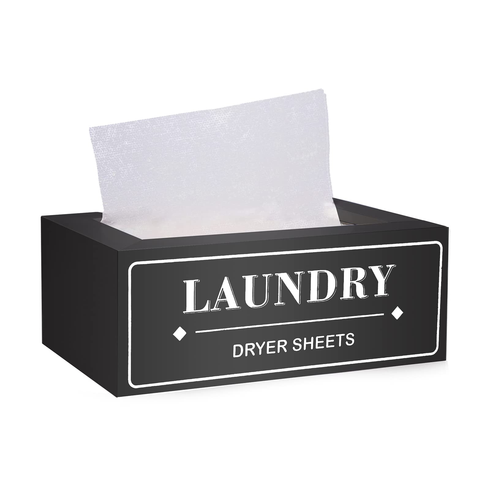 Farmhouse Style Dryer Sheet Holder Dispenser - Laundry Room Organization & Fabric Softener Storage - Black Metal Dryer Sheet Container for Clothes Care - Perfect for Laundry Room Decor and Home Organization