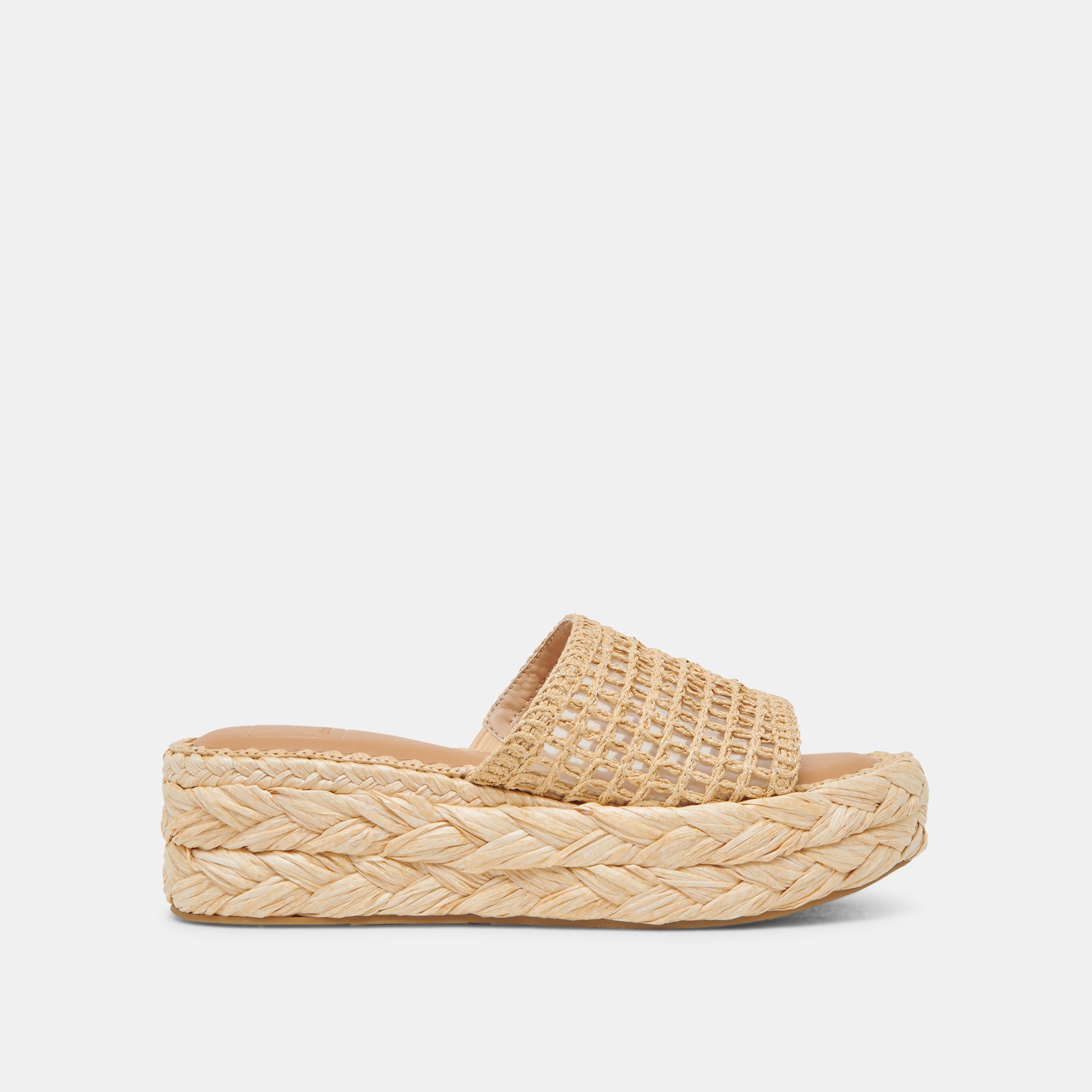 Chavi Women's Natural Woven Raffia Mesh Sandals - Comfortable Summer Beach Slides for Outdoor Walking, Vacation & Casual Wear