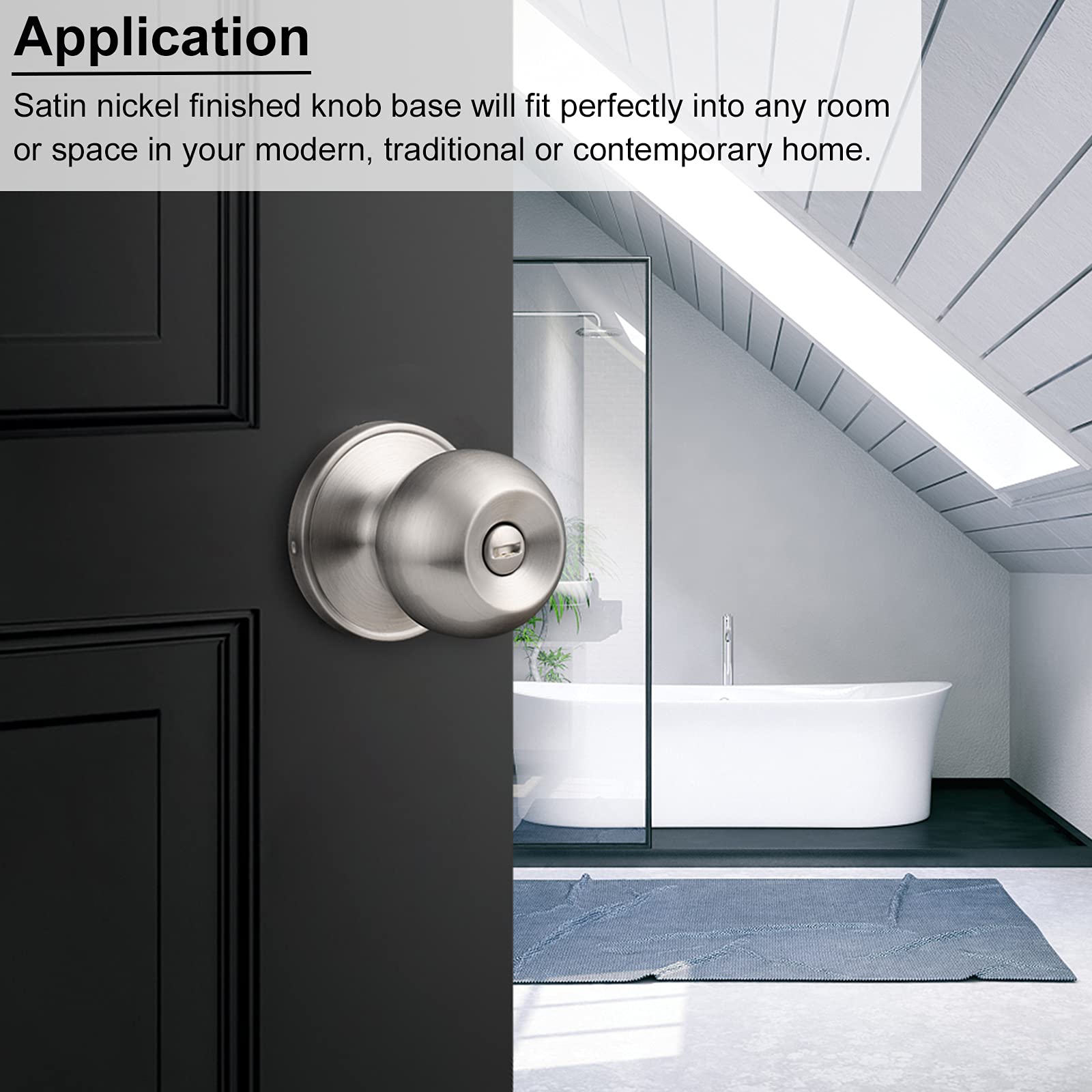 10 Pack Satin Nickel Door Knobs - Privacy Bedroom & Bathroom Door Handles - Interior Ball Shape Hardware for Home, Office & Hotel Use