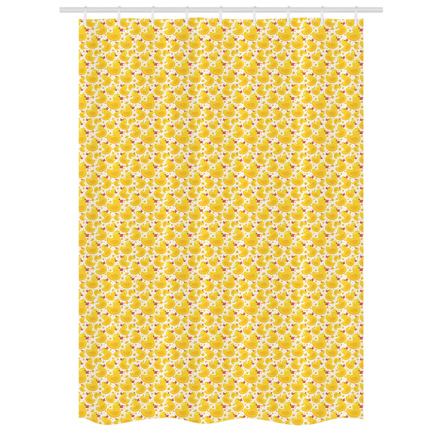 Ambesonne Yellow Bird Shower Curtain with Ducks & Polka Dots - 54x78 Inch Bathroom Decor Set with Hooks - Waterproof Fabric for Kids, Nursery or Farmhouse Style Bathroom - Perfect for Themed Decor & Gift Giving