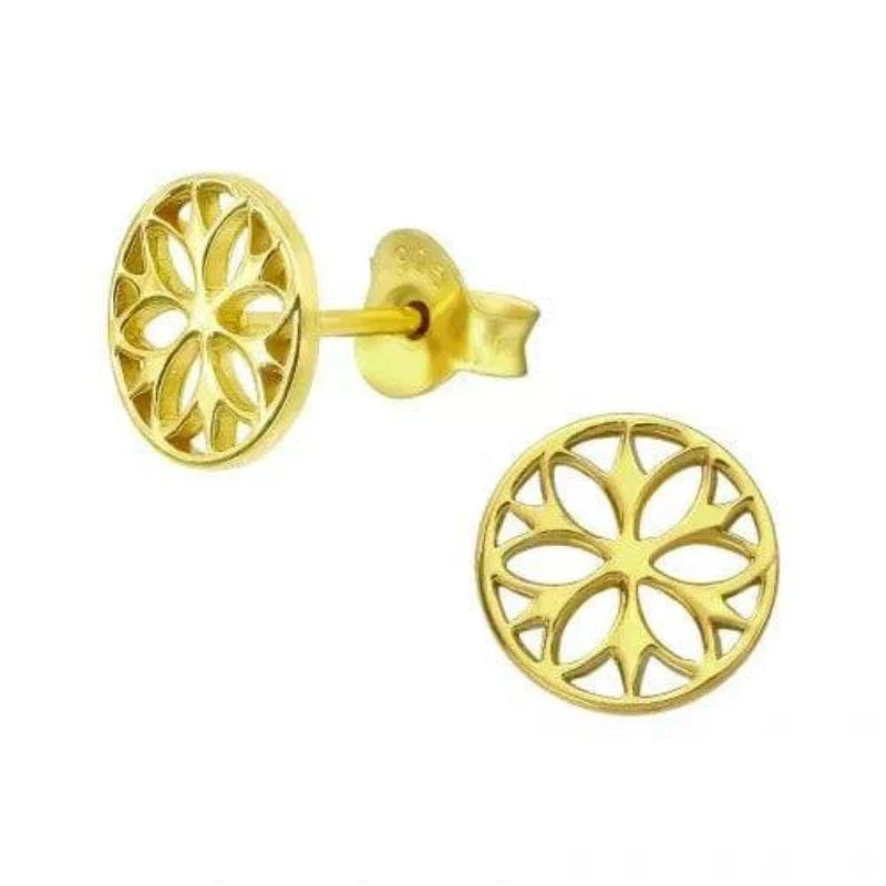 Gold Plated Flower Stud Earrings for Women - Elegant Floral Jewelry Gift for Birthday, Anniversary & Valentine's Day - Perfect for Everyday Wear & Special Occasions