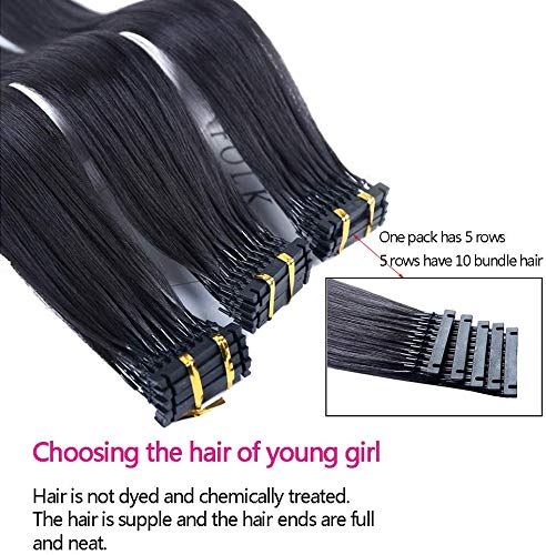 6D Machine Quick No-Track Groove Human Hair Extensions - 10 Rows, Blonde, 26 Inches | Real Human Hair for Seamless Blending & Volume | Perfect for Parties, Weddings & Everyday Styling