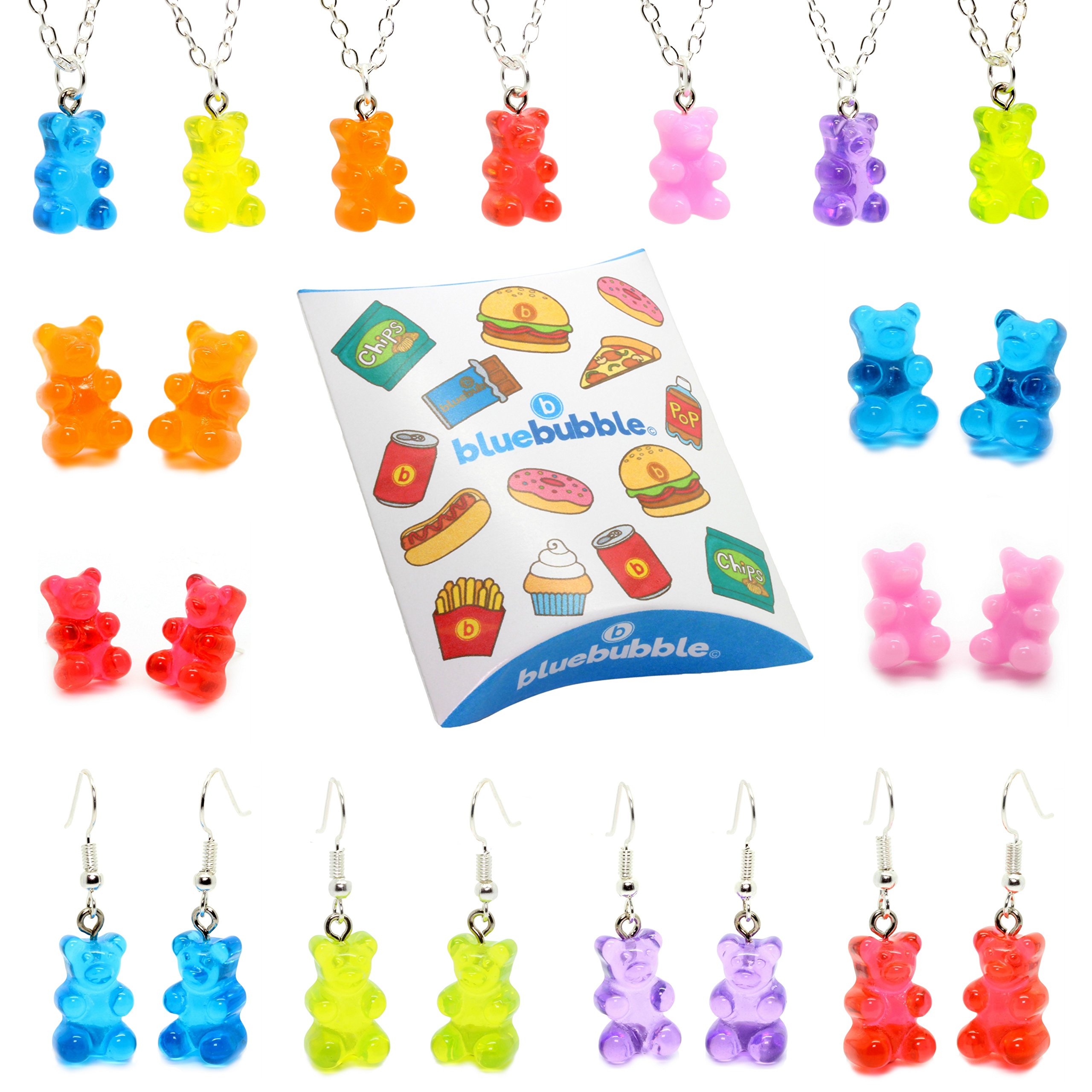 Bluebubble MY SWEET SHOP Pink Sugar Gummy Bear Dangle Earrings - Cute Candy Jewelry Gift for Women | Perfect for Parties, Birthdays & Everyday Wear